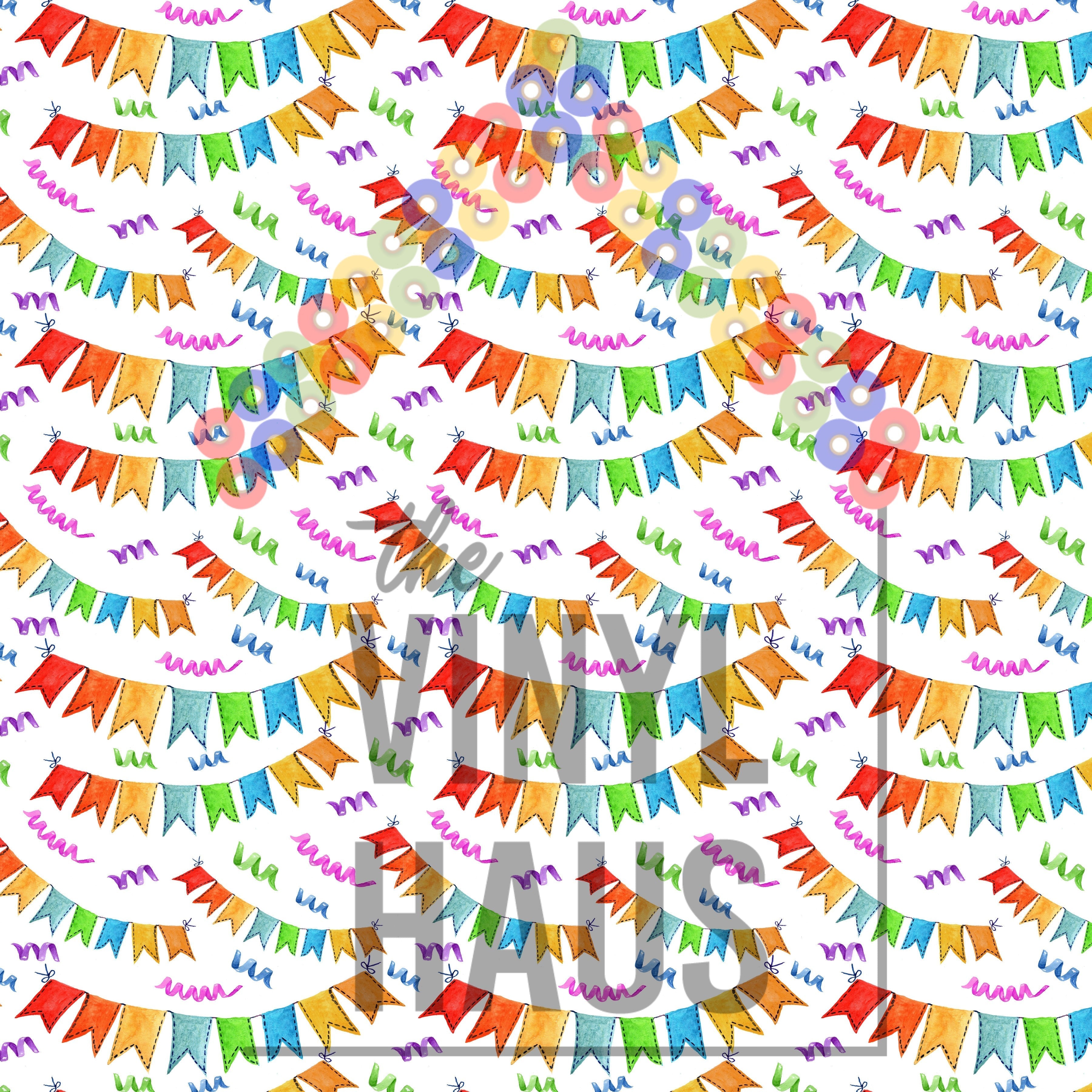 Birthday Banners and Confetti Pattern Vinyl 12" x 12" - The Vinyl Haus Main image