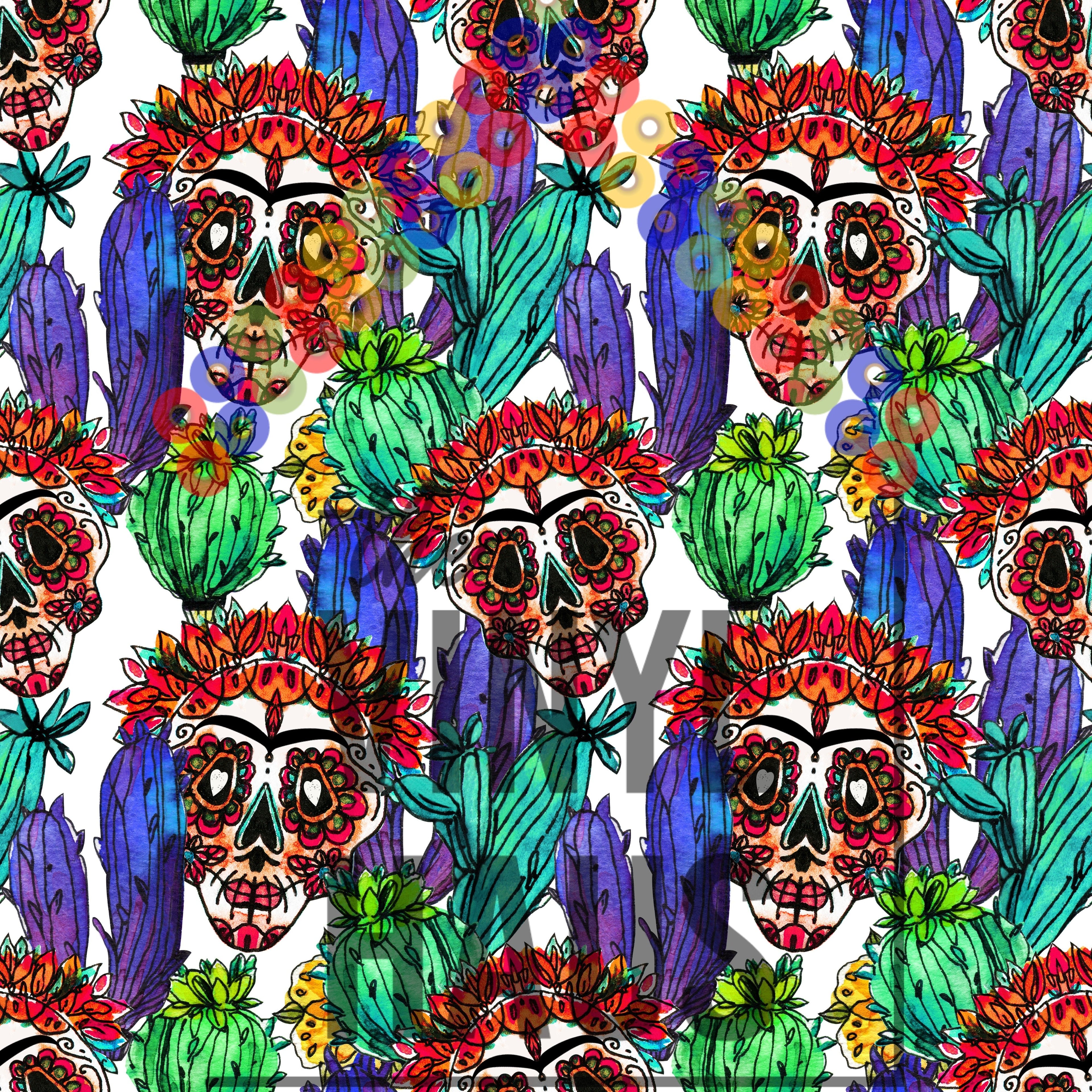 Sugar Skulls and Flowers Pattern Vinyl 12" x 12" - The Vinyl Haus