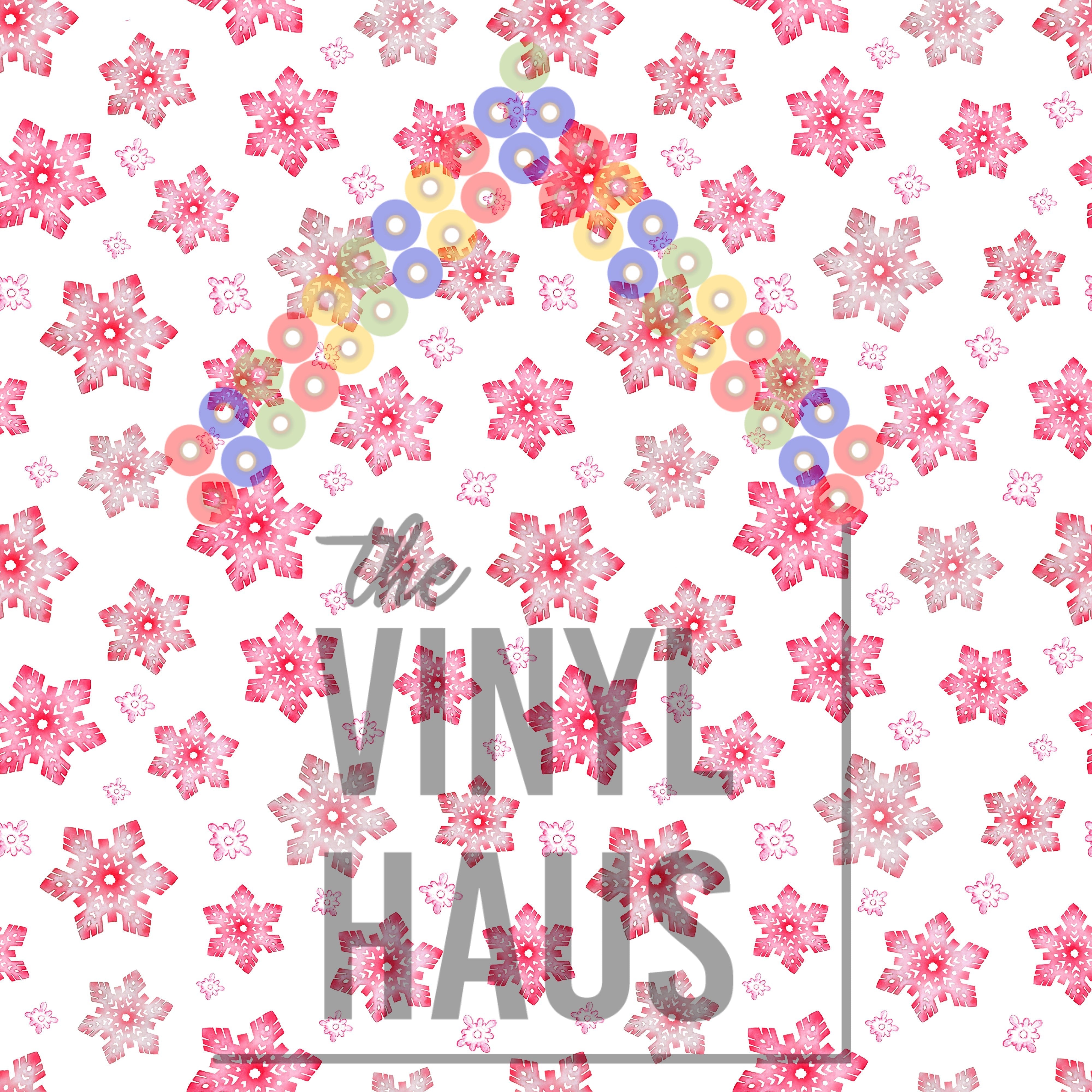 Red Snowflakes White Background Pattern Vinyl 12" x 12" - The Vinyl Haus Main image