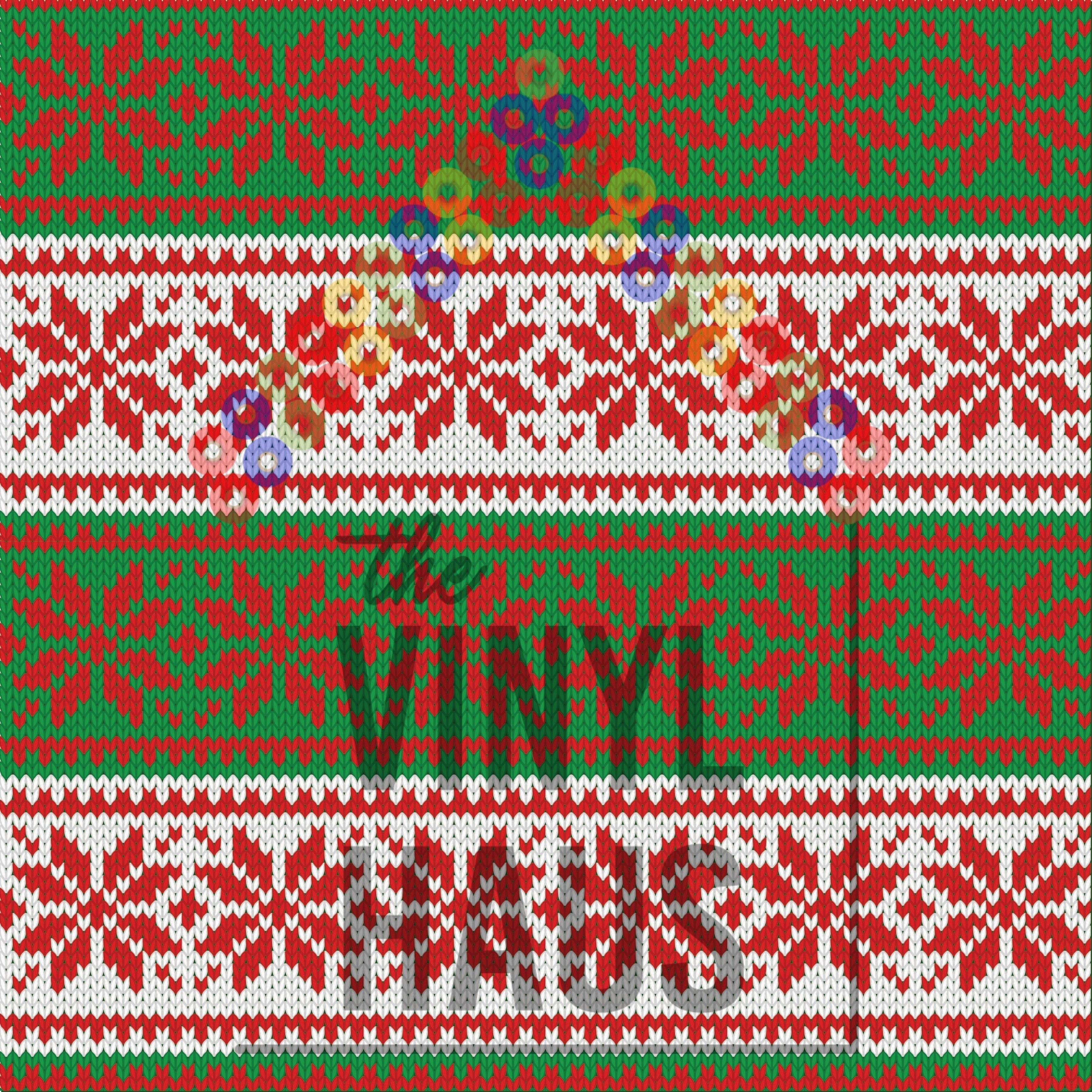 Ugly Sweater Christmas Snowflakes Red/Green/White Pattern Vinyl 12" x 12" - The Vinyl Haus Main image