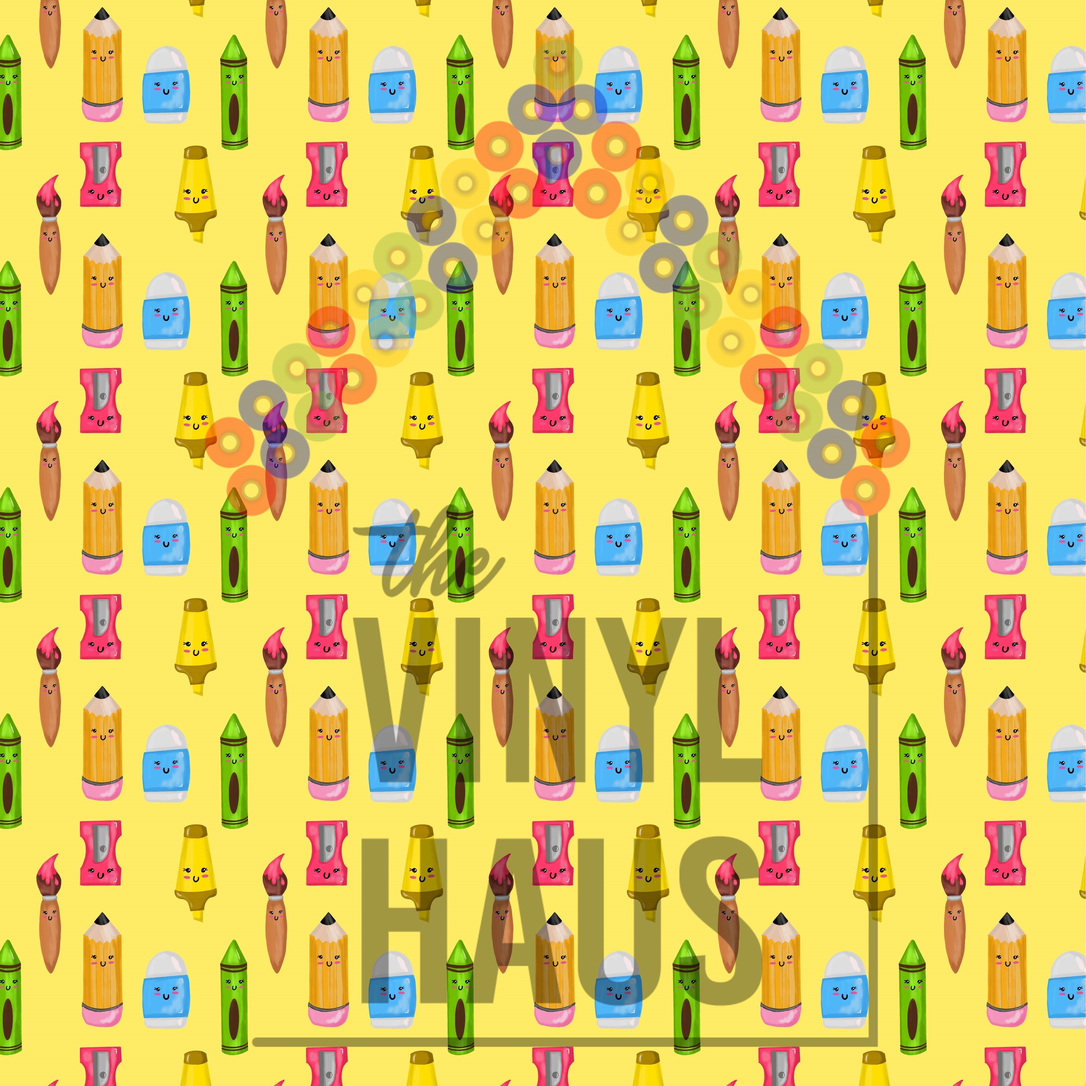 Cute School Symbols Pattern Vinyl 12" x 12" - The Vinyl Haus Main image