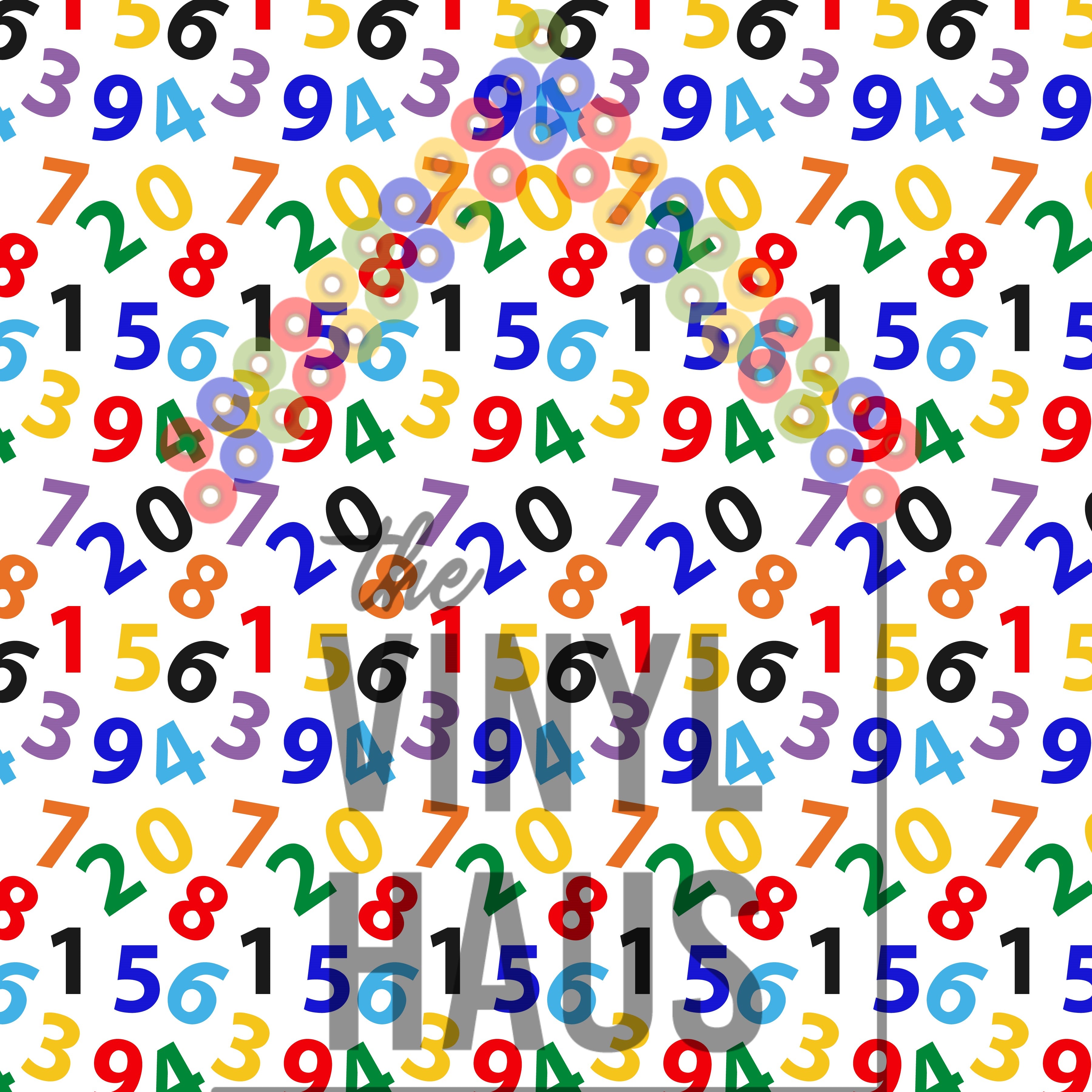 School Numbers White Background Pattern Vinyl 12" x 12" - The Vinyl Haus Main image