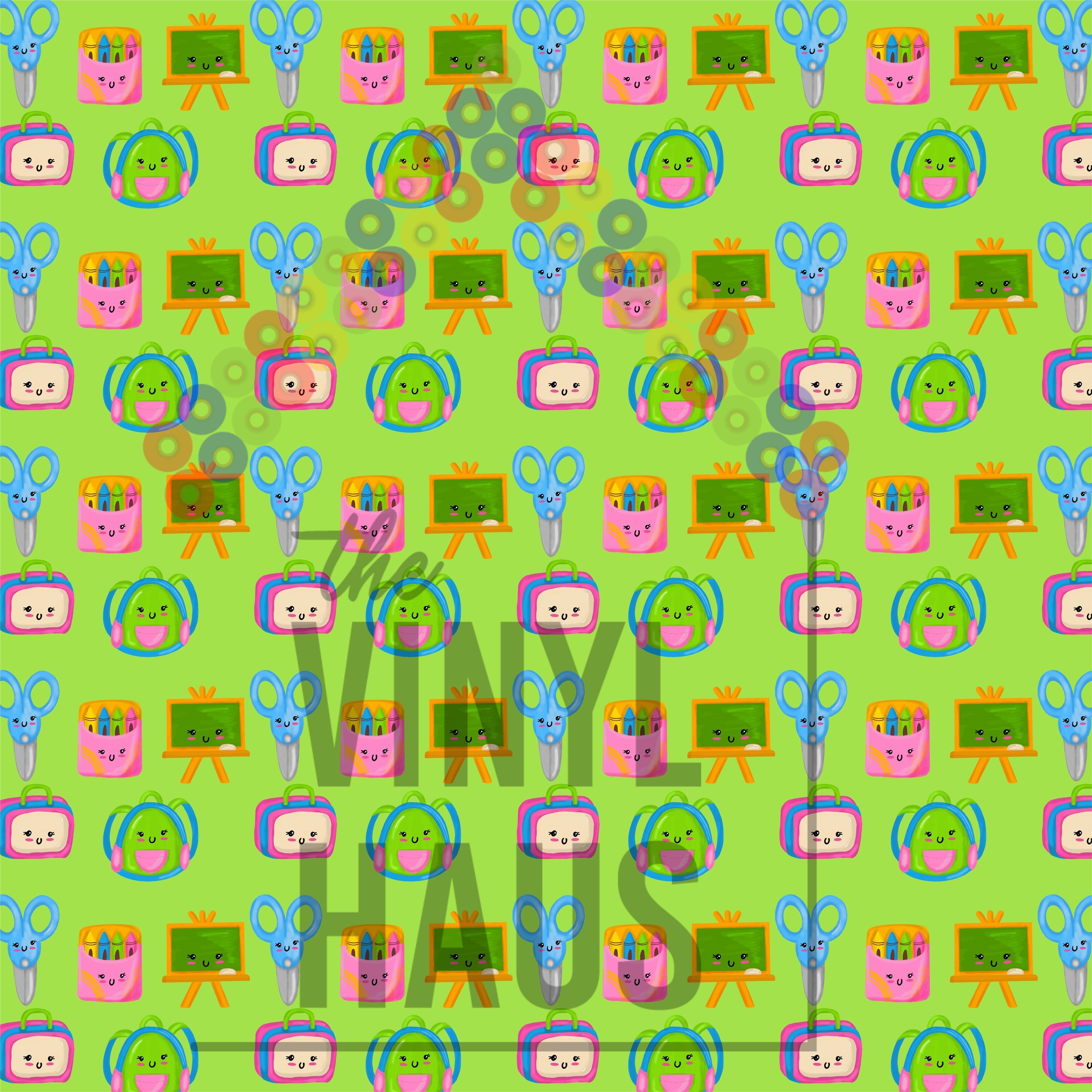 Cute School Symbols Pattern Vinyl 12" x 12" - The Vinyl Haus Main image