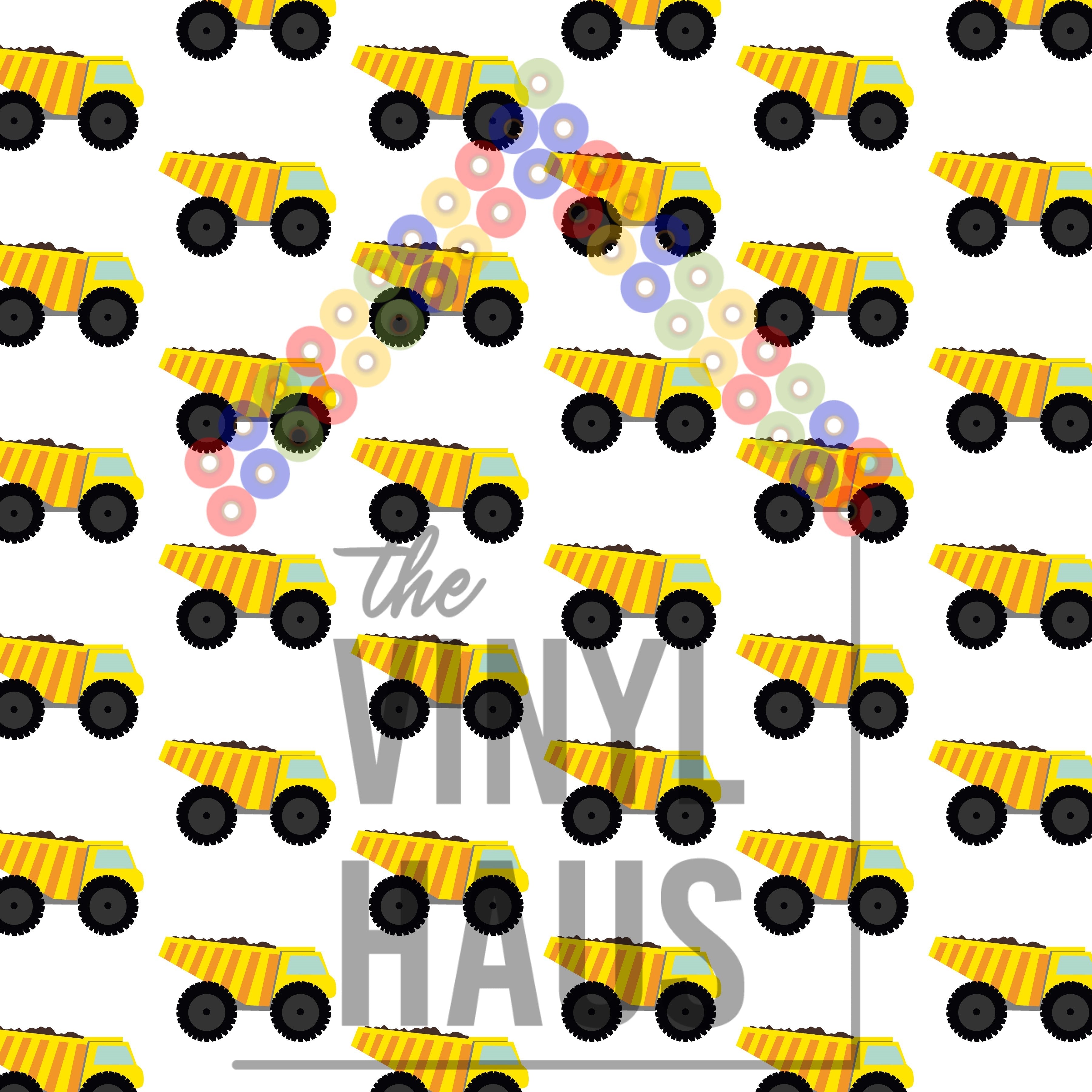 Dump Trucks Pattern Vinyl 12" x12" - The Vinyl Haus