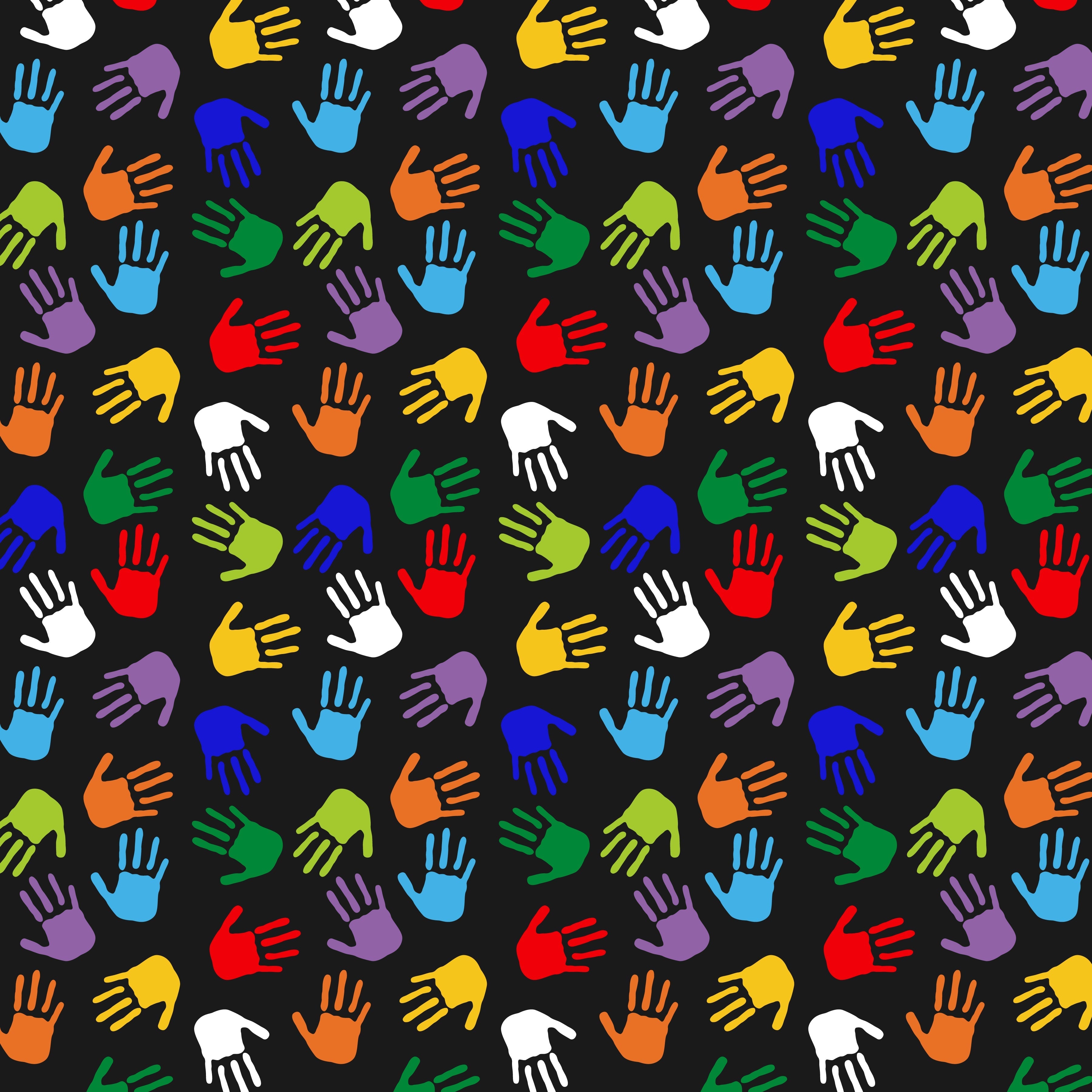 Handprints Black Background Pattern Vinyl 12" x 12" - The Vinyl Haus