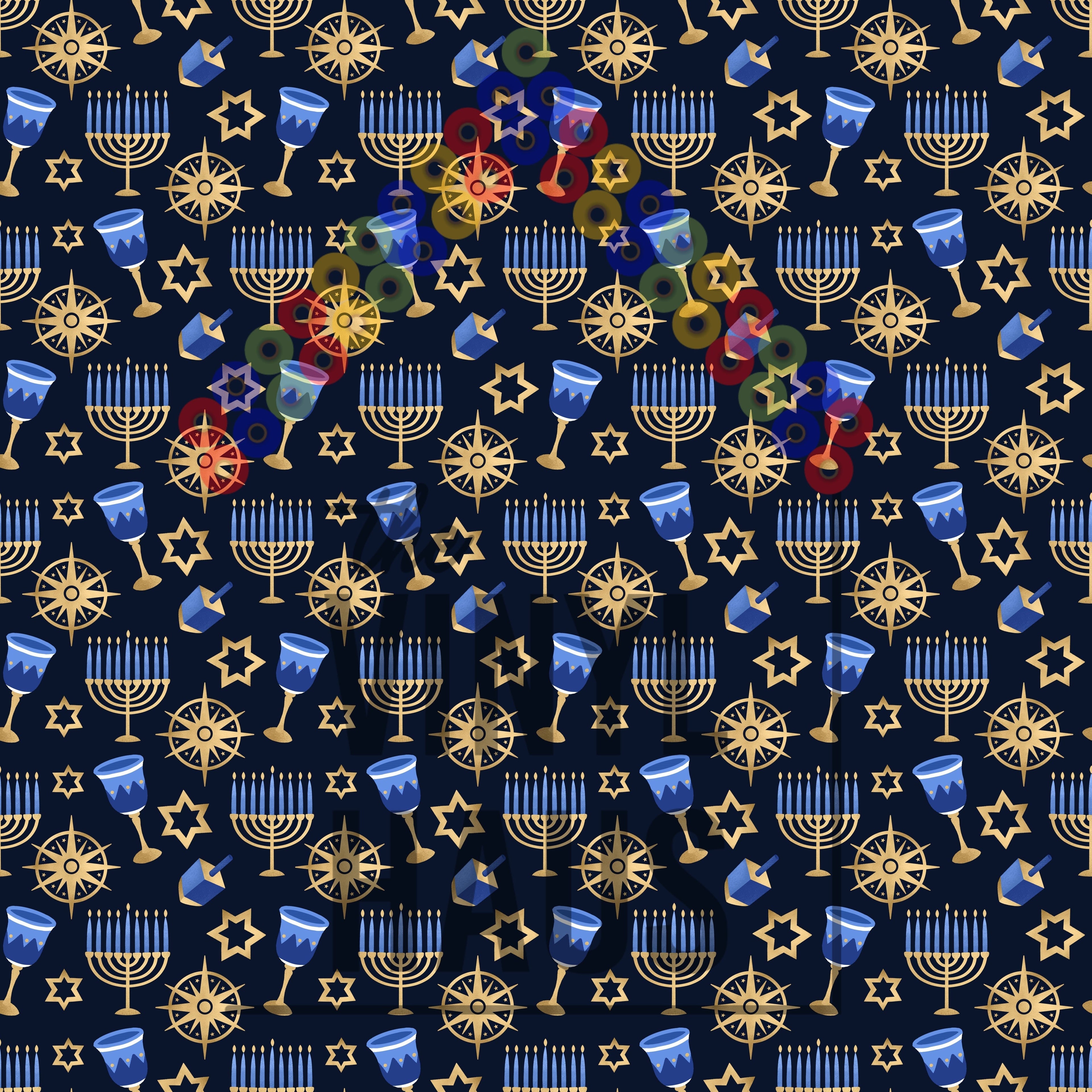 Hanukkah Pattern Vinyl 12" x 9" - The Vinyl Haus