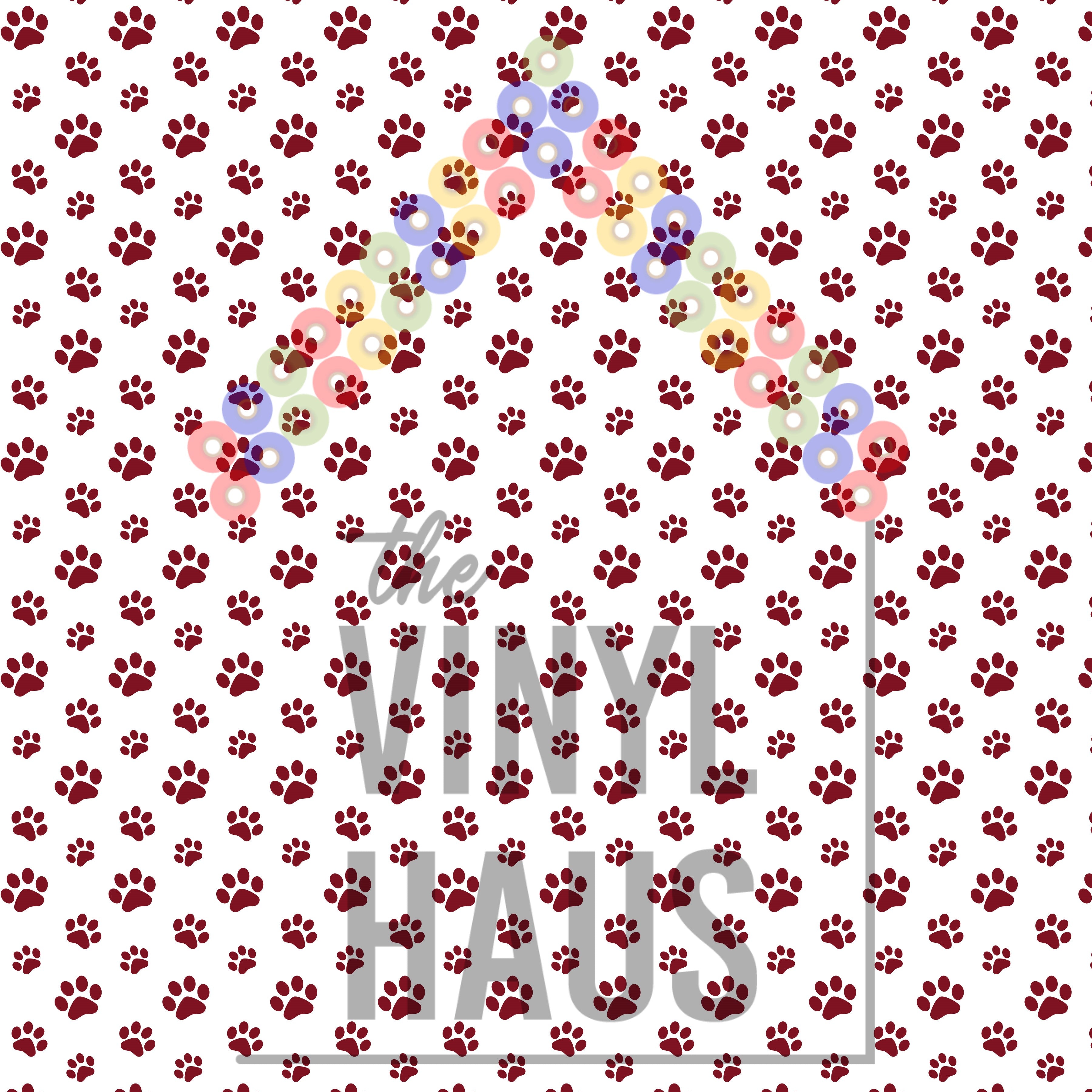 Maroon Paw Print Pattern Vinyl 12" x 12" - The Vinyl Haus Main image