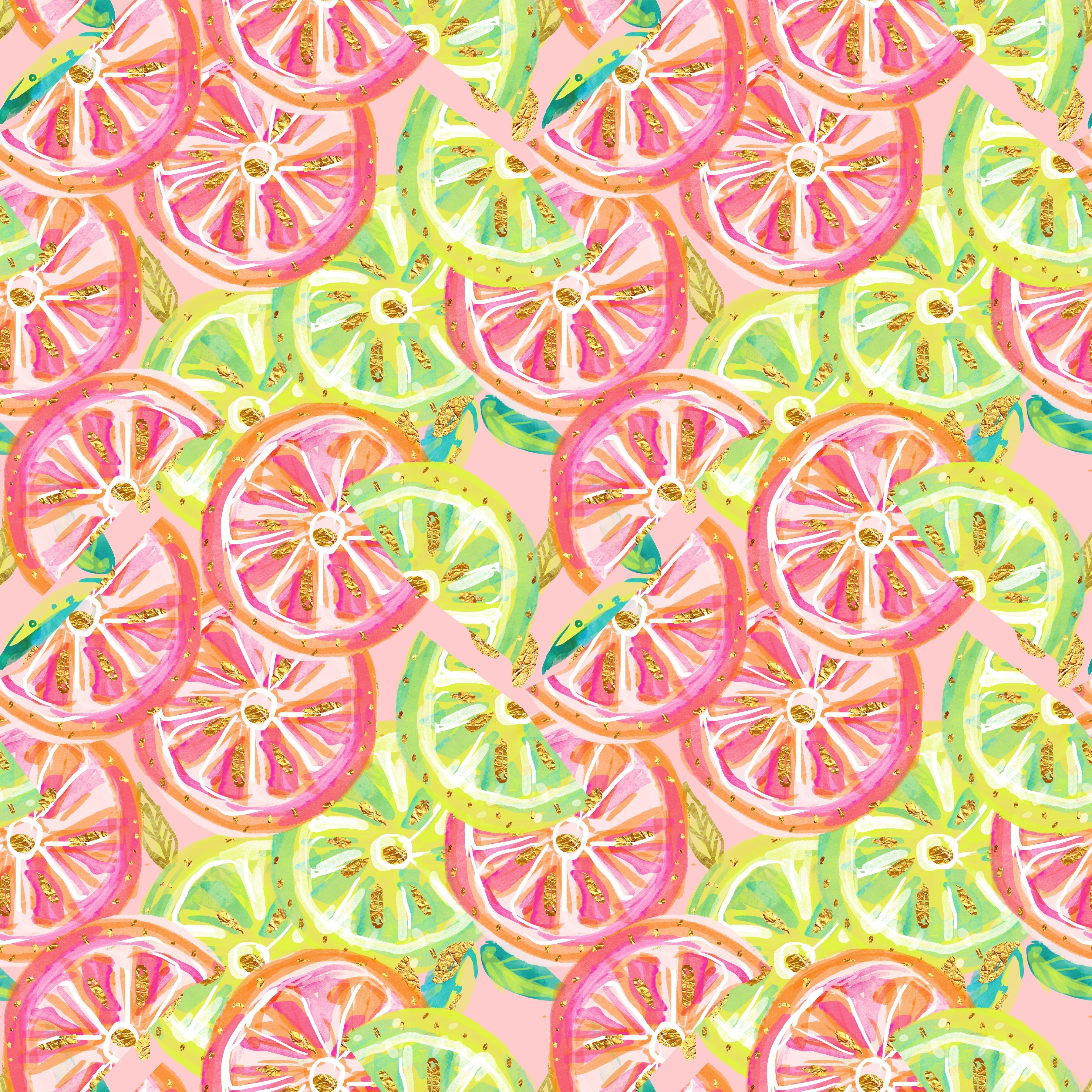 Golden Sparkle Citrus Fruits Pattern Vinyl 12" x 12" - The Vinyl Haus Main image