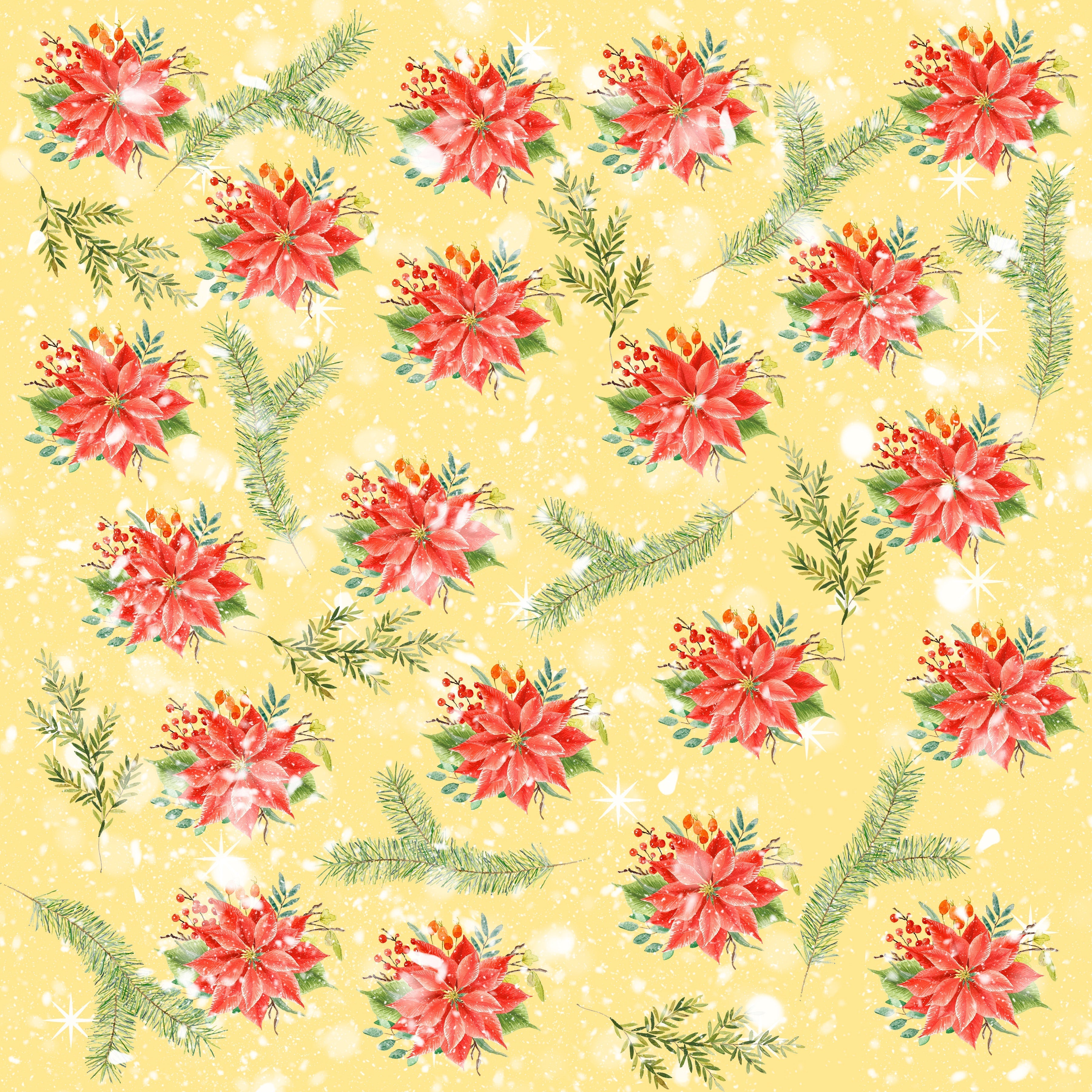 Christmas Poinsettia Pattern Vinyl 12" x 12" - The Vinyl Haus Main image