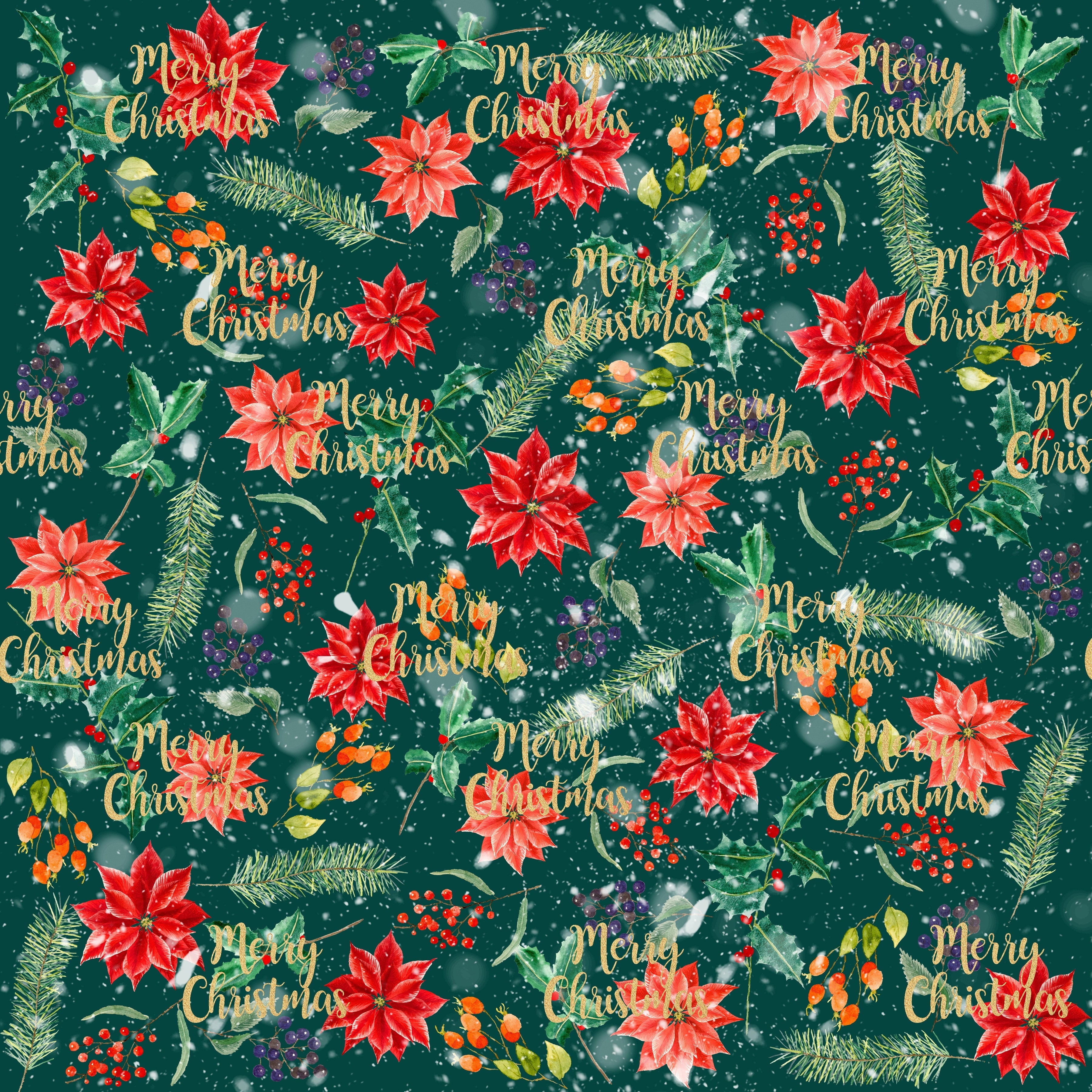 Christmas Poinsettia Pattern Vinyl 12" x 12" - The Vinyl Haus Main image