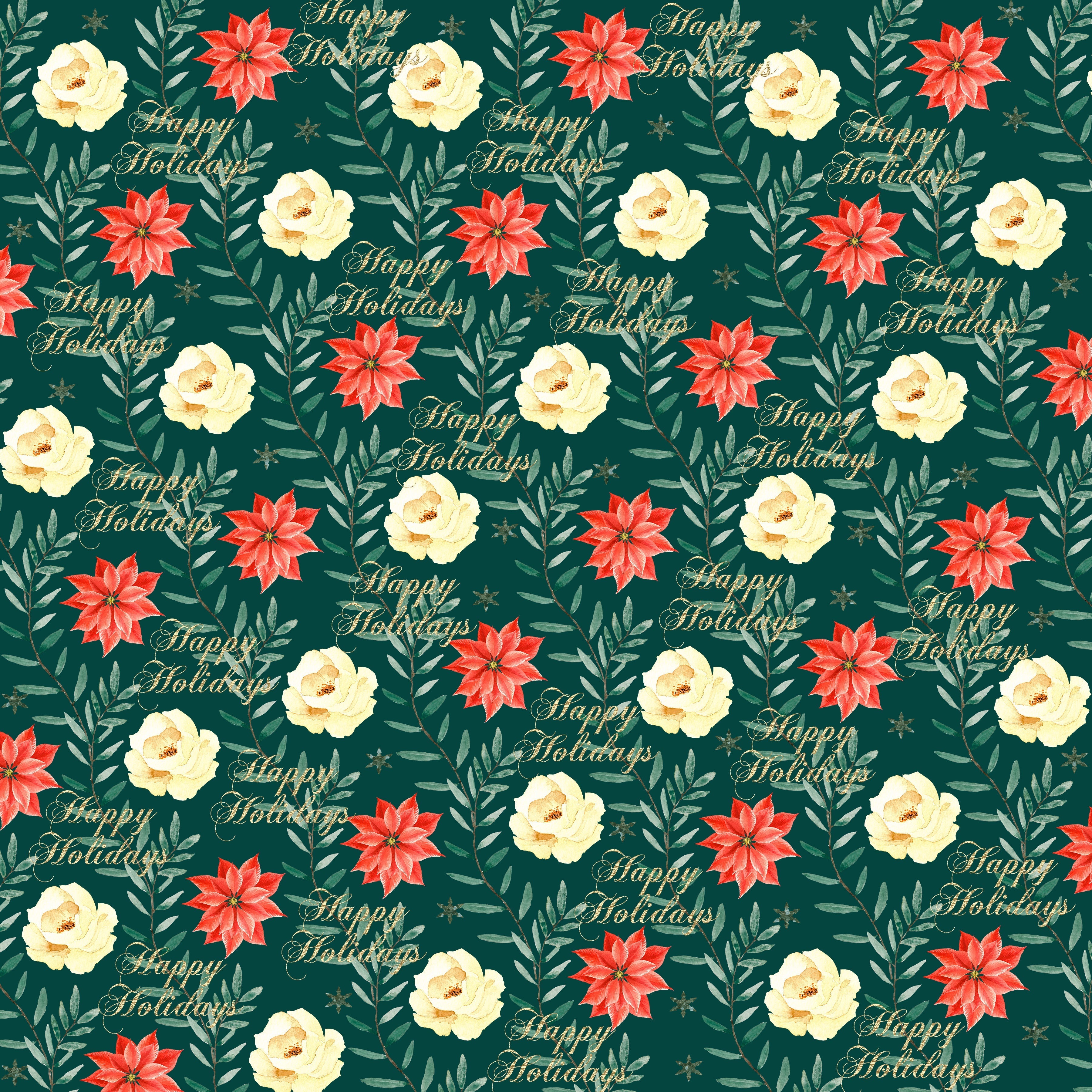 Christmas Poinsettia Pattern Vinyl 12" x 12" - The Vinyl Haus Main image