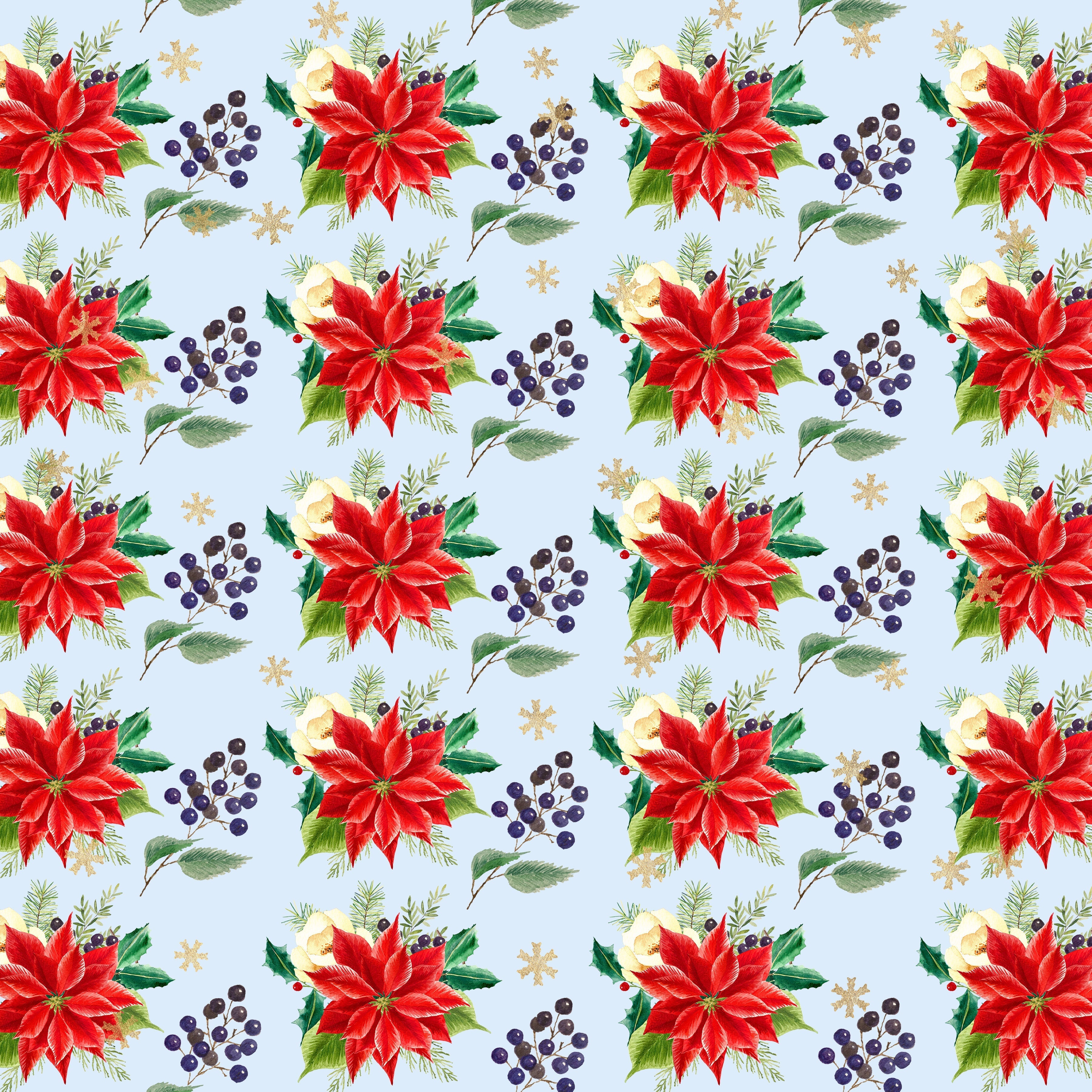 Christmas Poinsettia Pattern Vinyl 12" x 12" - The Vinyl Haus Main image