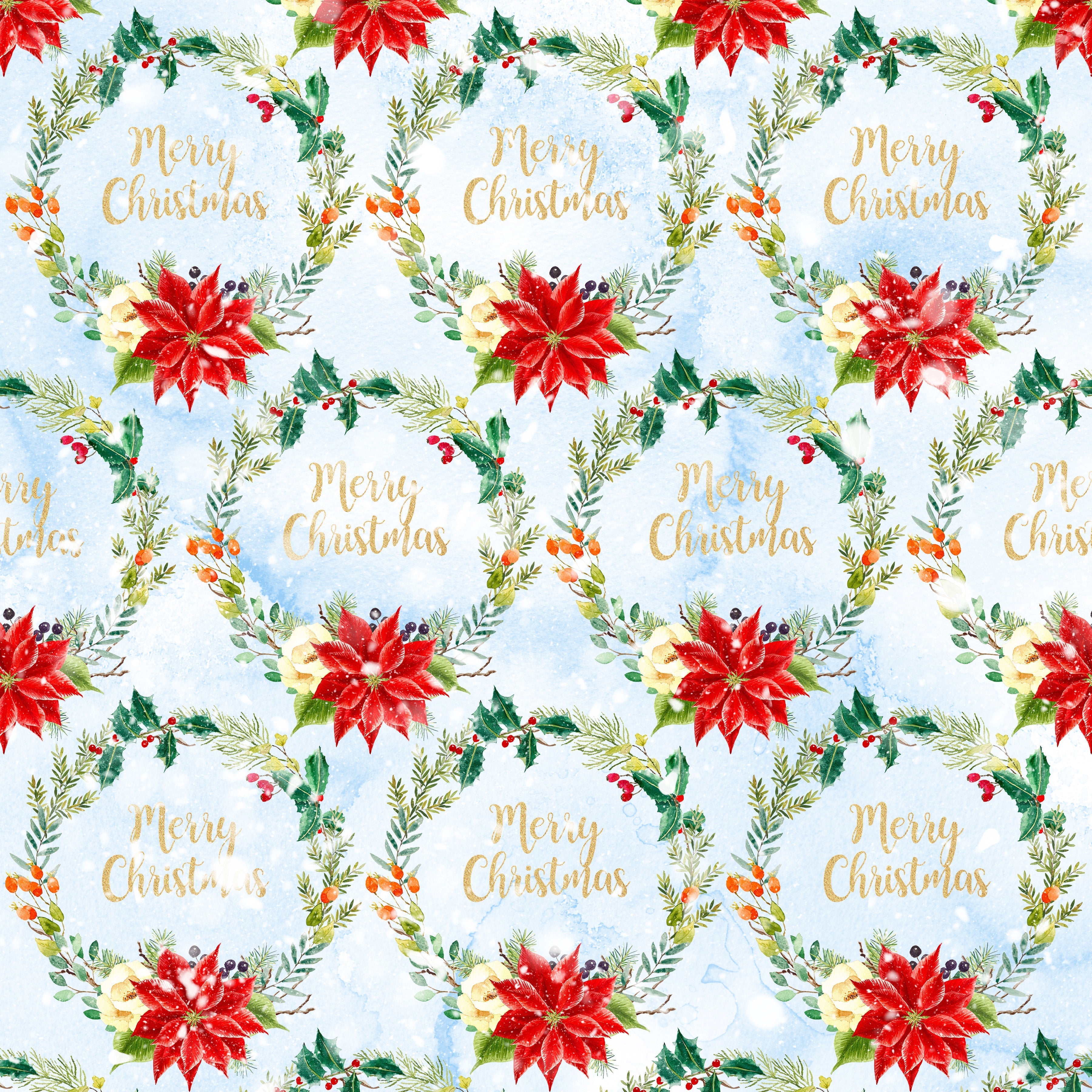 Christmas Poinsettia Pattern Vinyl 12" x 12" - The Vinyl Haus Main image