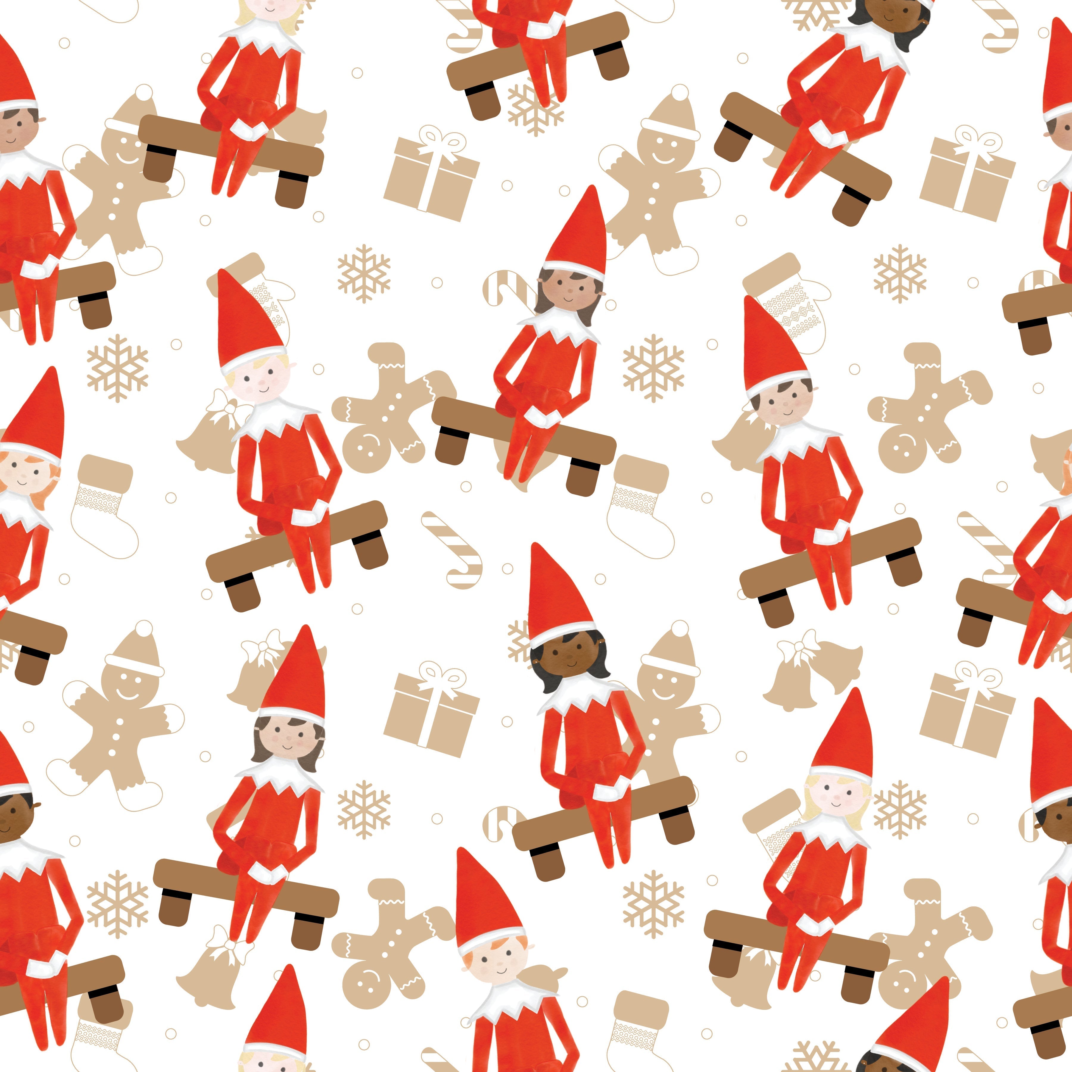 Elf On The Shelf Christmas Pattern Vinyl 12" x 12" - The Vinyl Haus Main image
