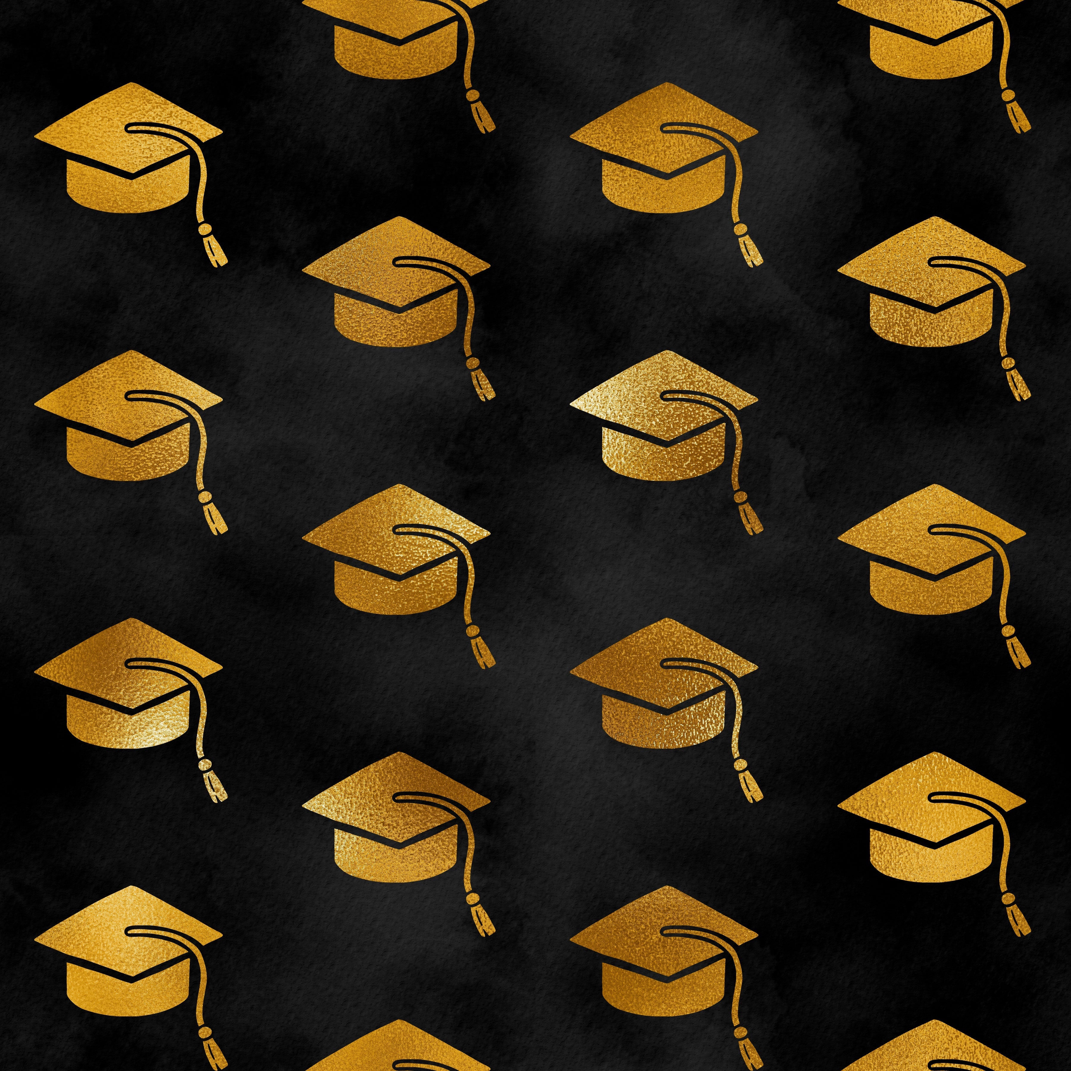 Black/Gold Graduation Pattern Vinyl 12" x12" - The Vinyl Haus Main image