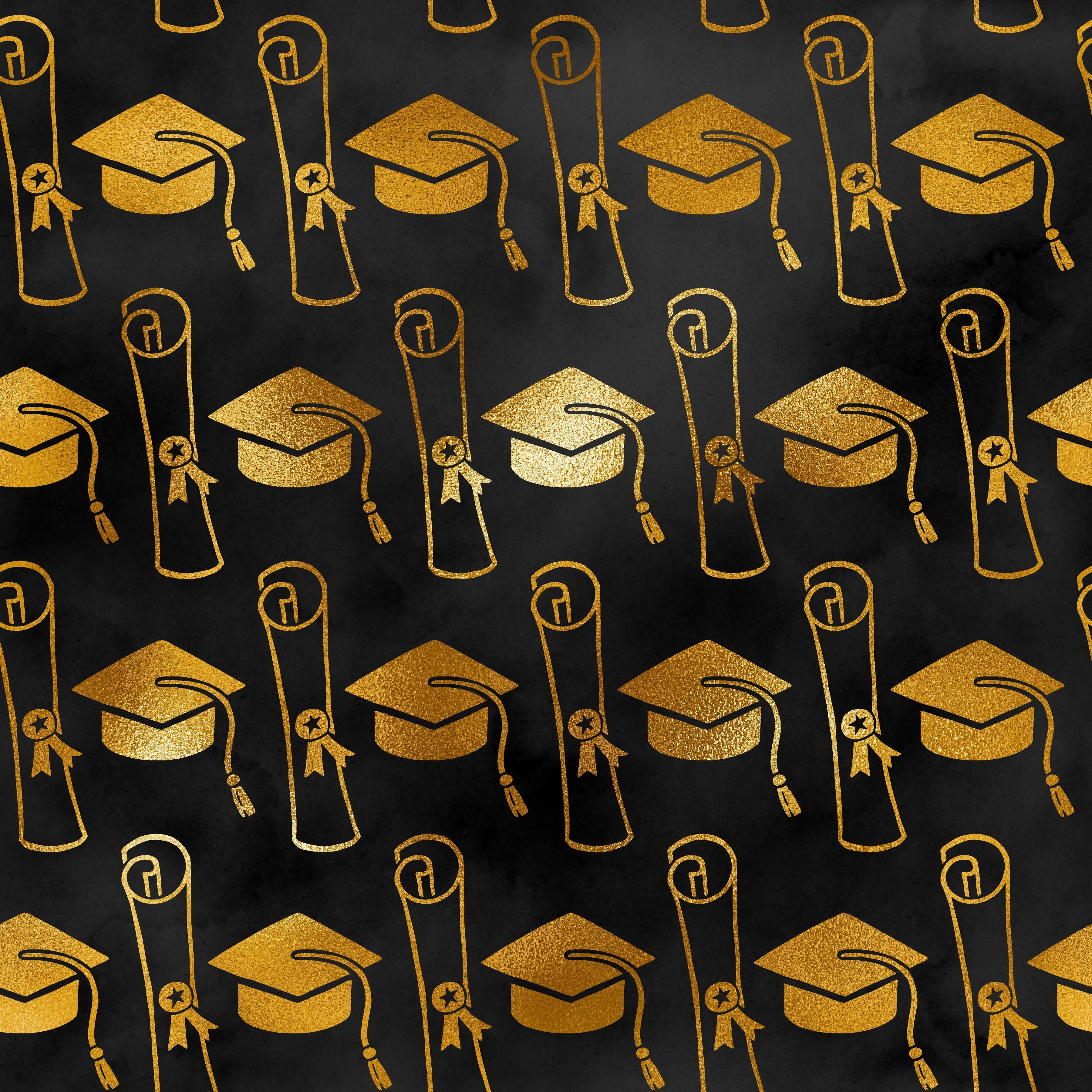 Black/Gold Graduation Pattern Vinyl 12" x 12" - The Vinyl Haus Main image