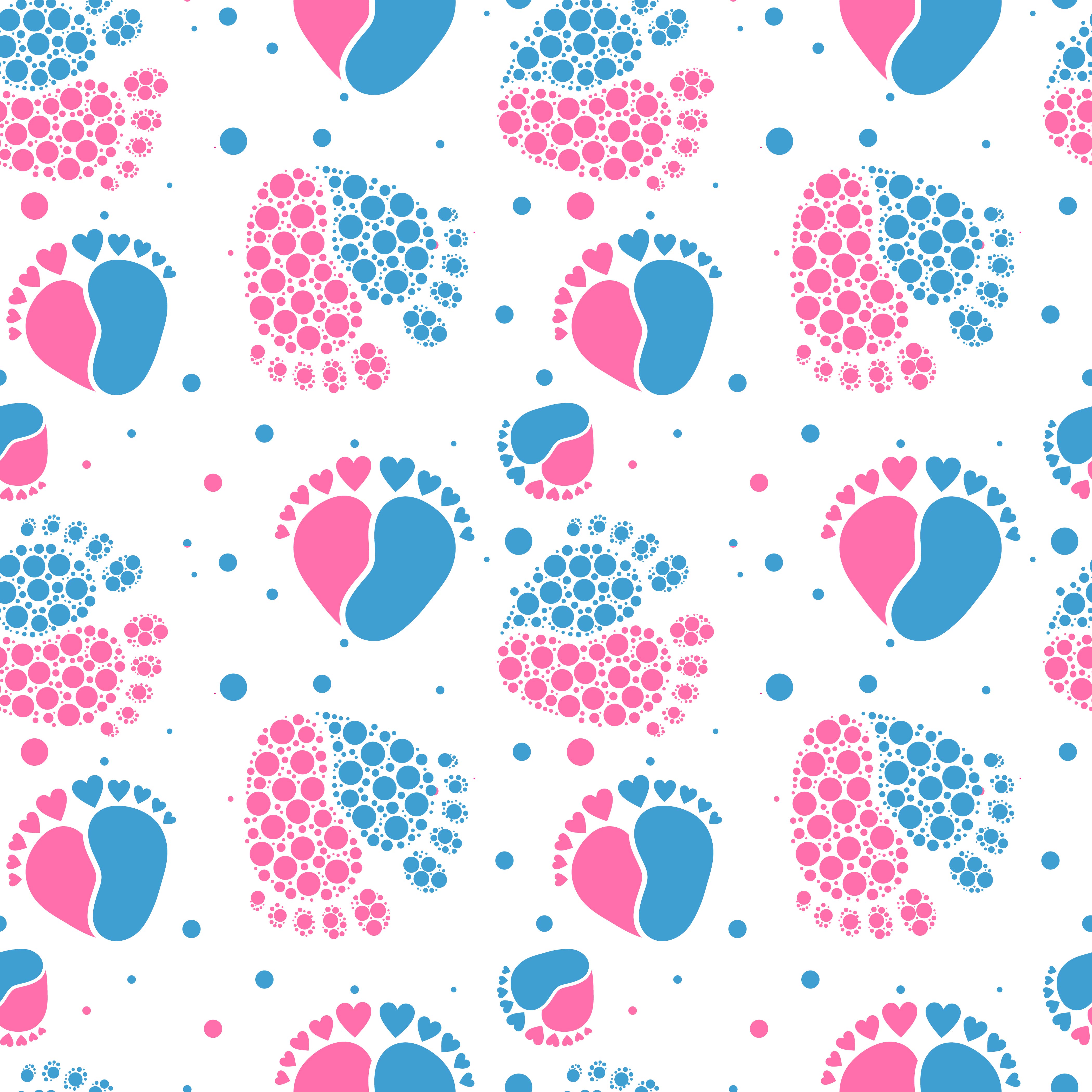 Pink and Blue Baby Footprints Pattern Vinyl 12" x 12" - The Vinyl Haus Main image
