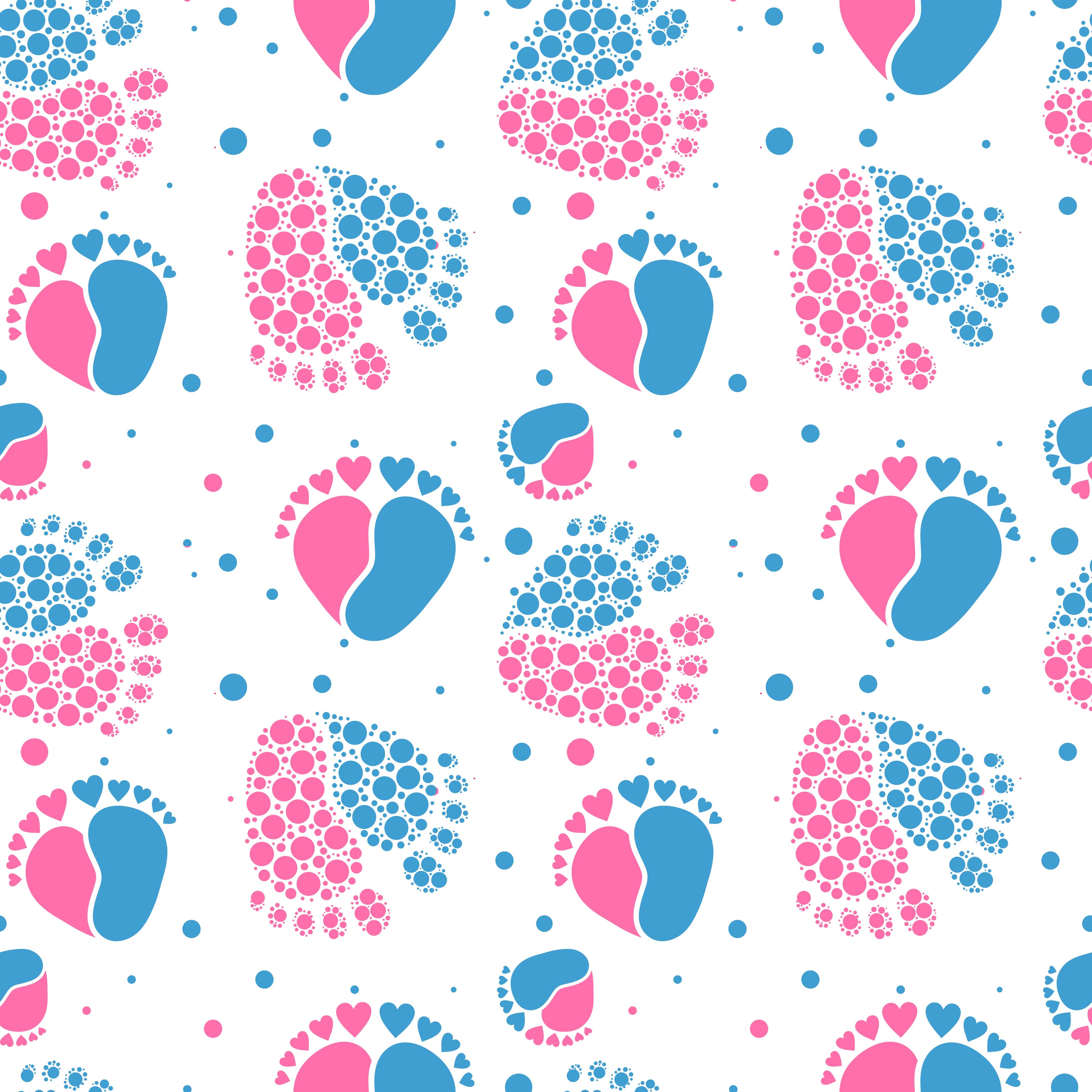 Pink and Blue Baby Footprints Pattern Vinyl 12" x 12" - The Vinyl Haus
