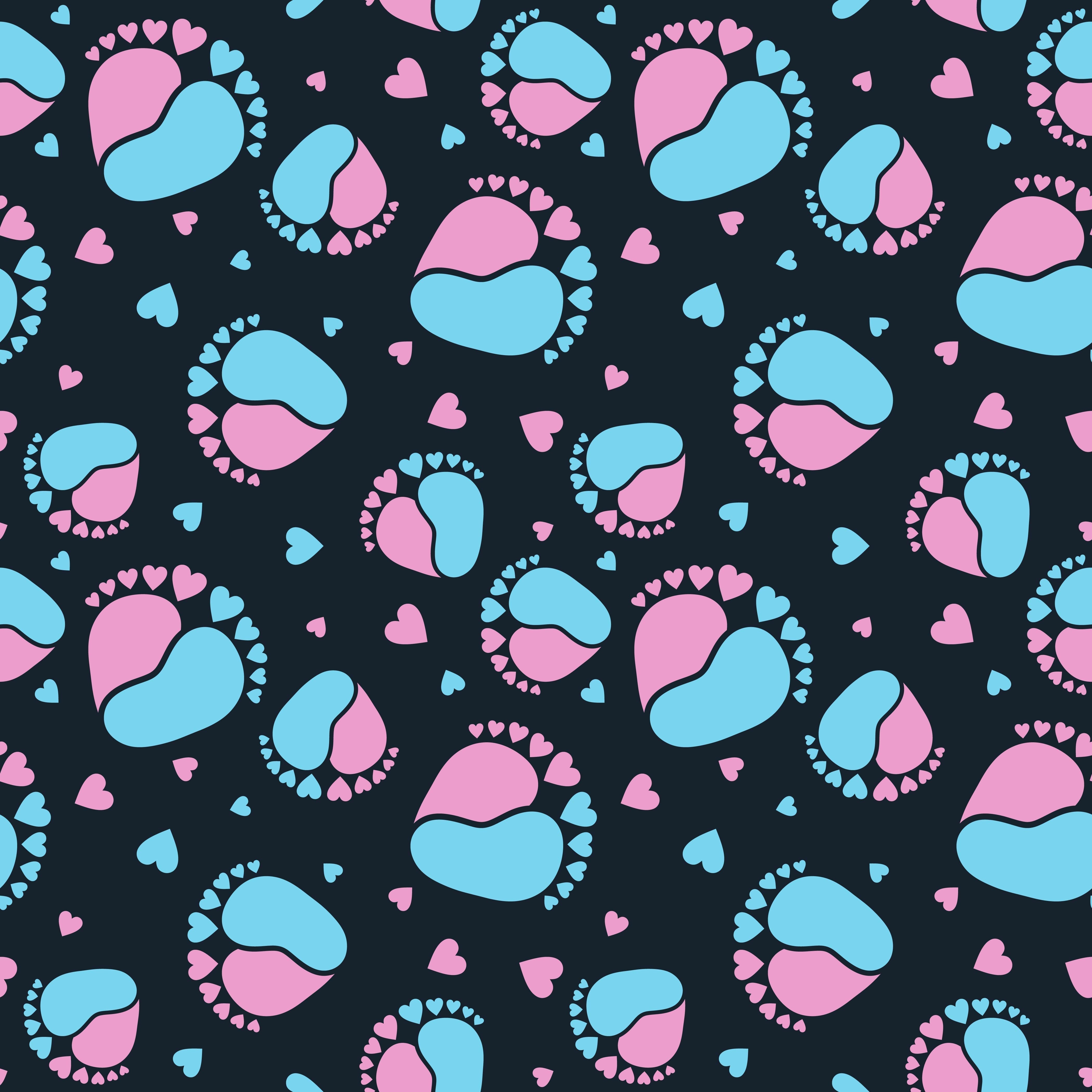 Pink and Blue Baby Footprints Pattern Vinyl 12" x 12" - The Vinyl Haus Main image