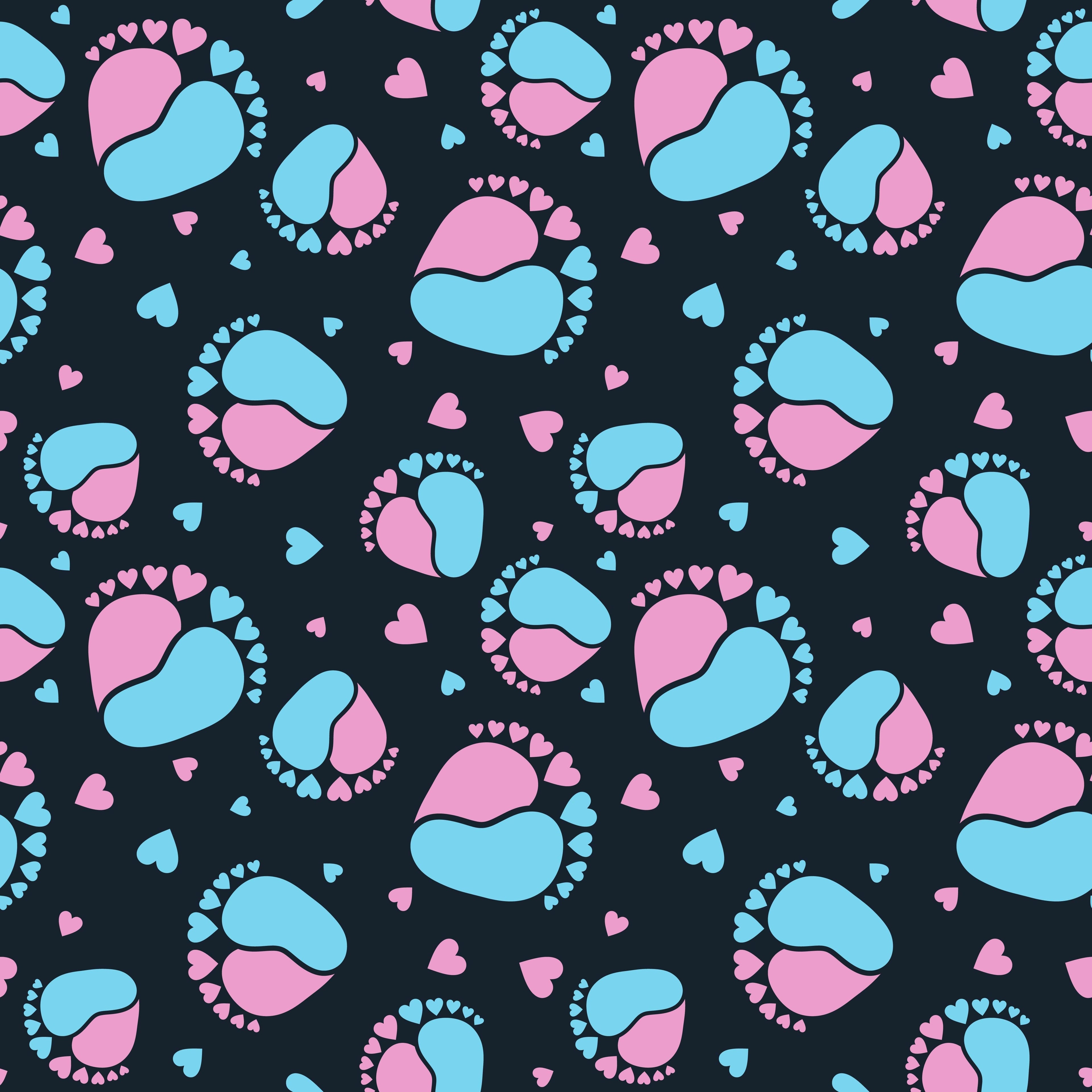 Pink and Blue Baby Footprints Pattern Vinyl 12" x 12" - The Vinyl Haus