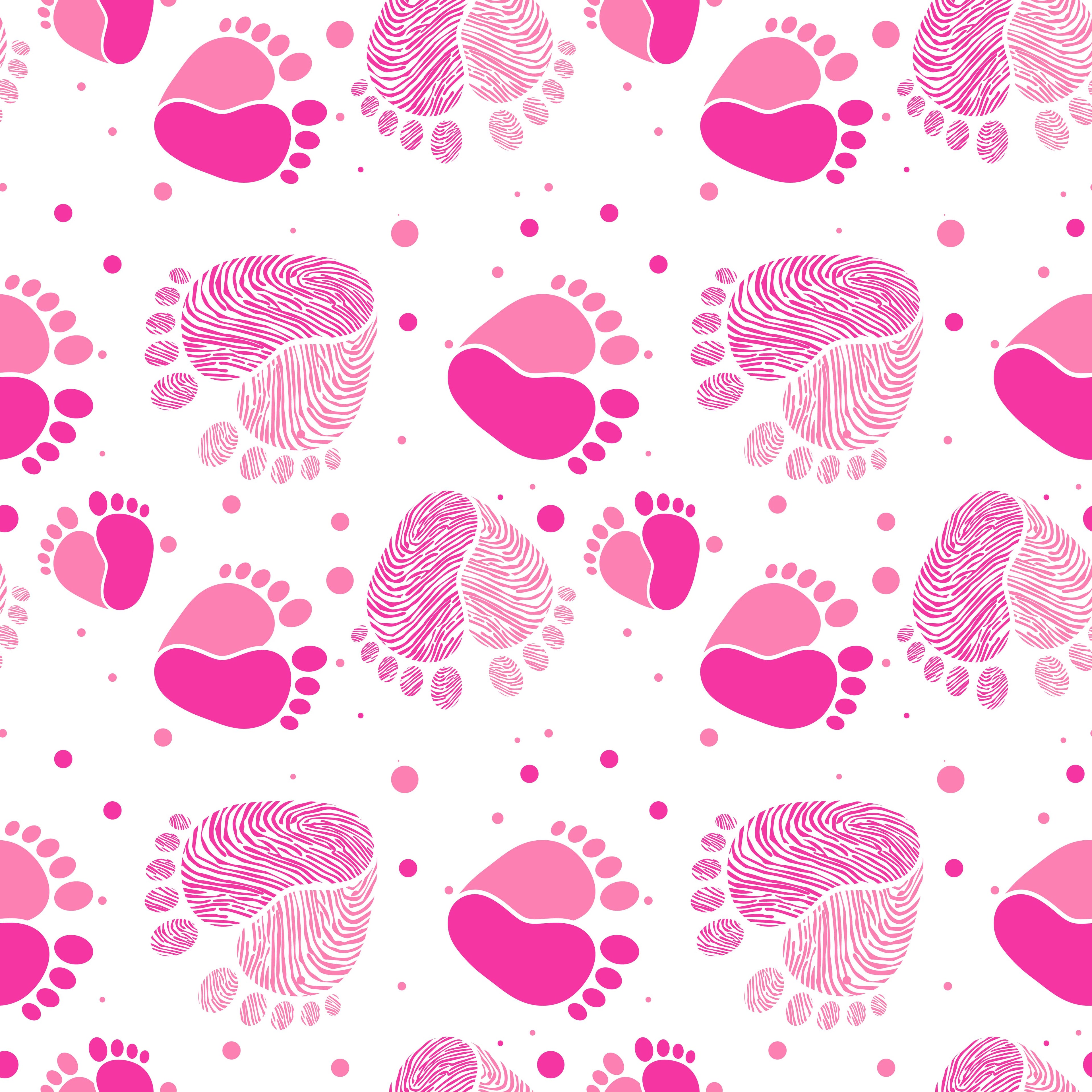 Pink Baby Footprints Pattern Vinyl 12" x 12" - The Vinyl Haus