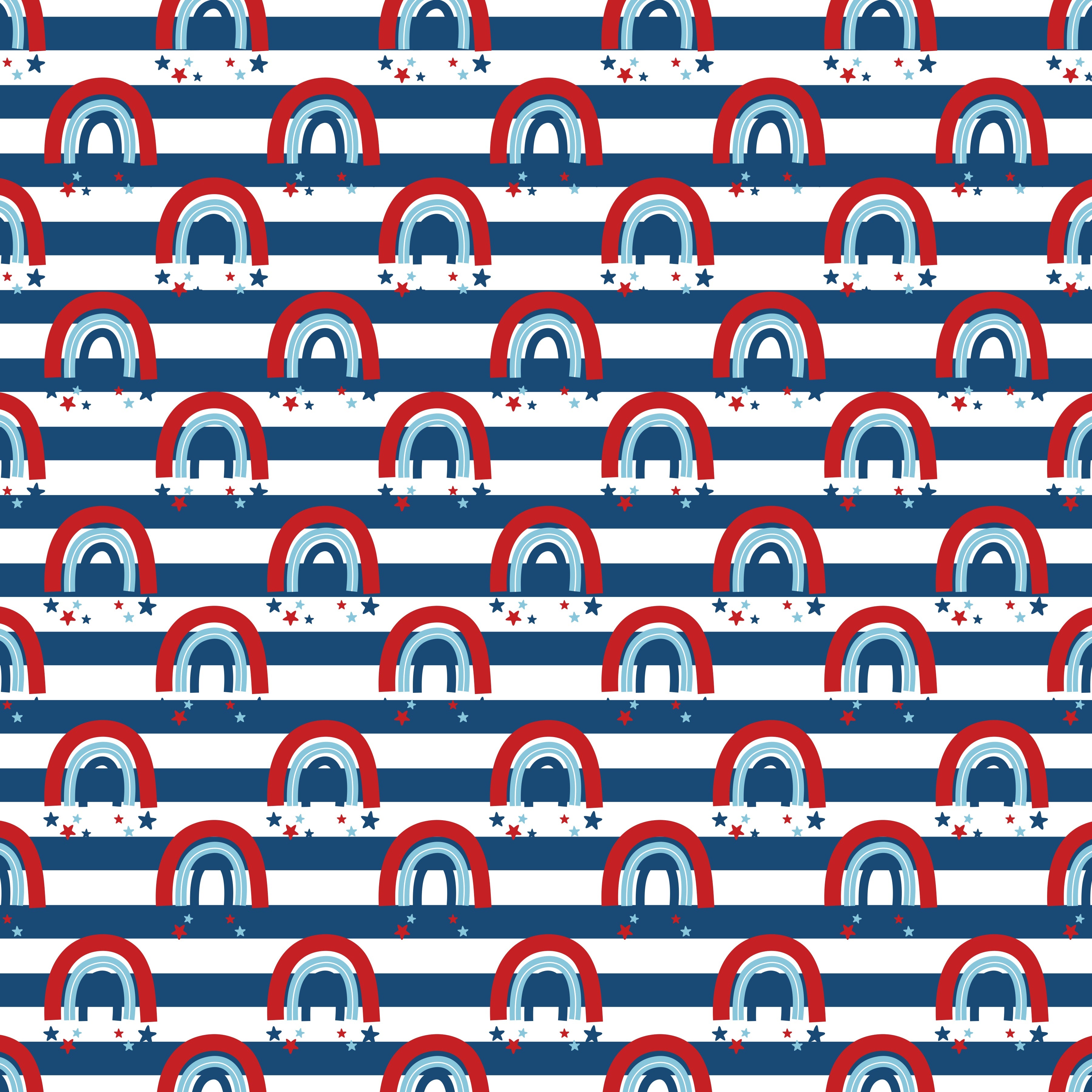 Patriotic Rainbows With Navy Stripes Pattern Vinyl 12" x 12" - The Vinyl Haus