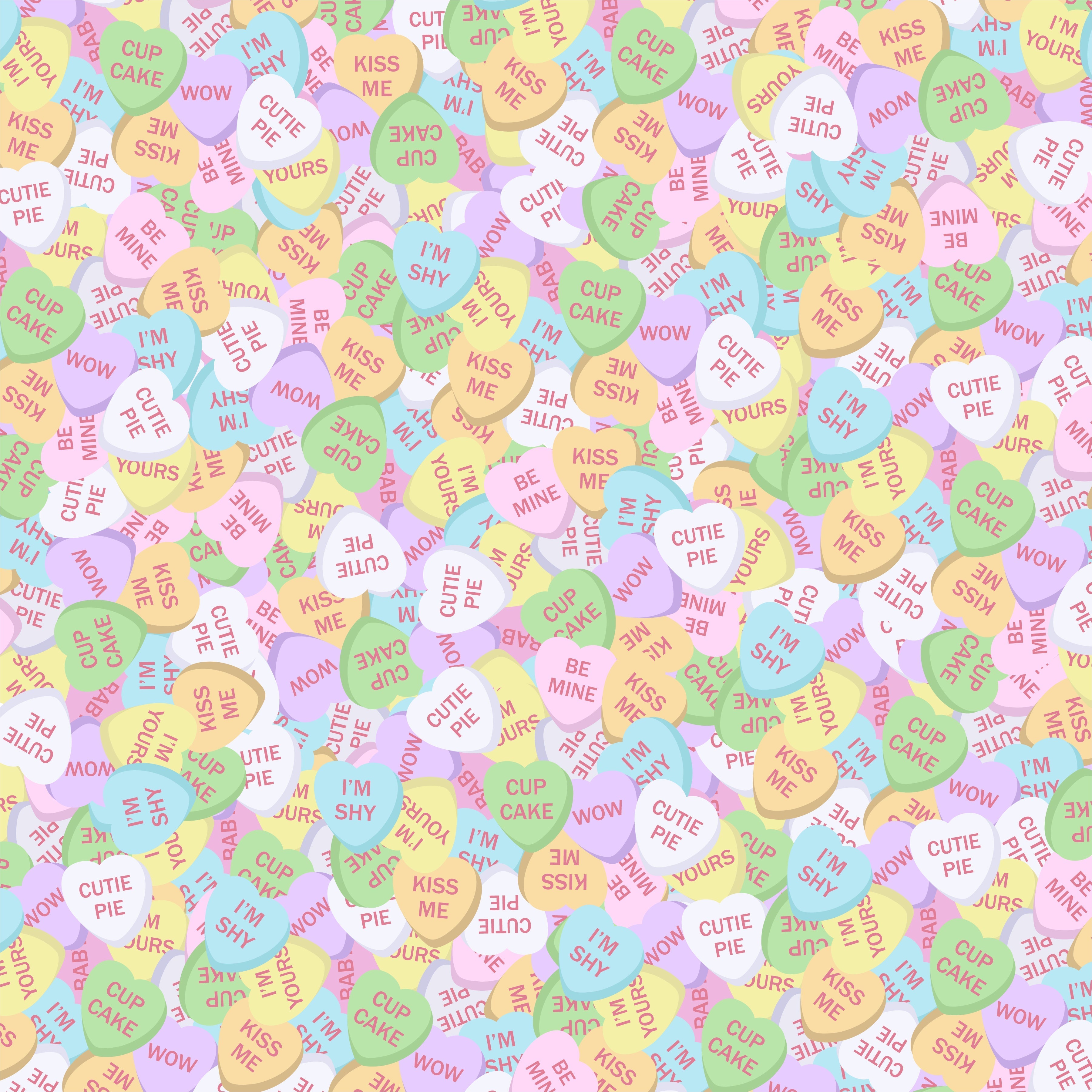 Valentine Candy Hearts Pattern Vinyl 12" x 12" - The Vinyl Haus