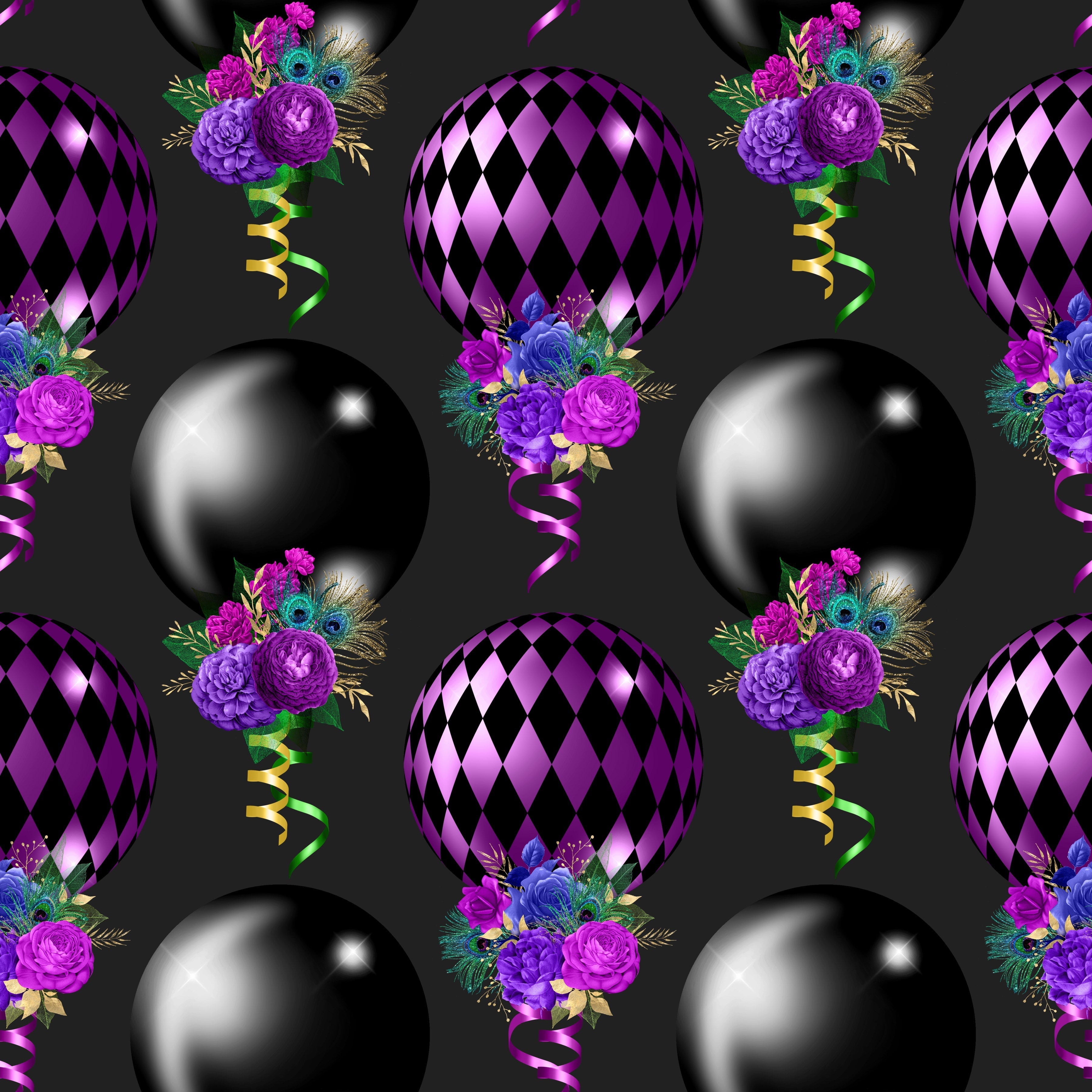 Mardi Gras Balloons Patterned Vinyl 12" x 12" - The Vinyl Haus