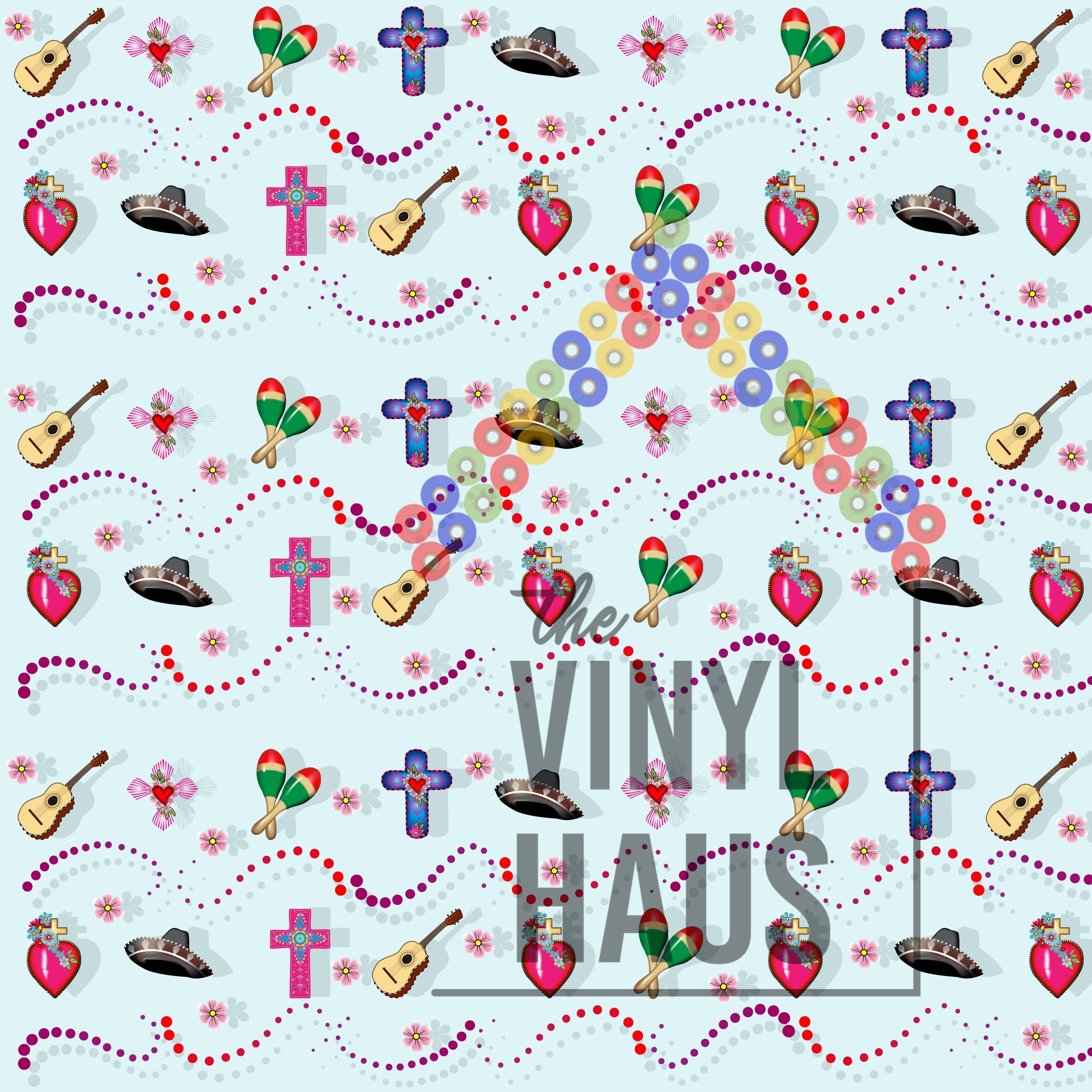 All Things Day of the Dead Pattern Vinyl 12" x 12" - The Vinyl Haus