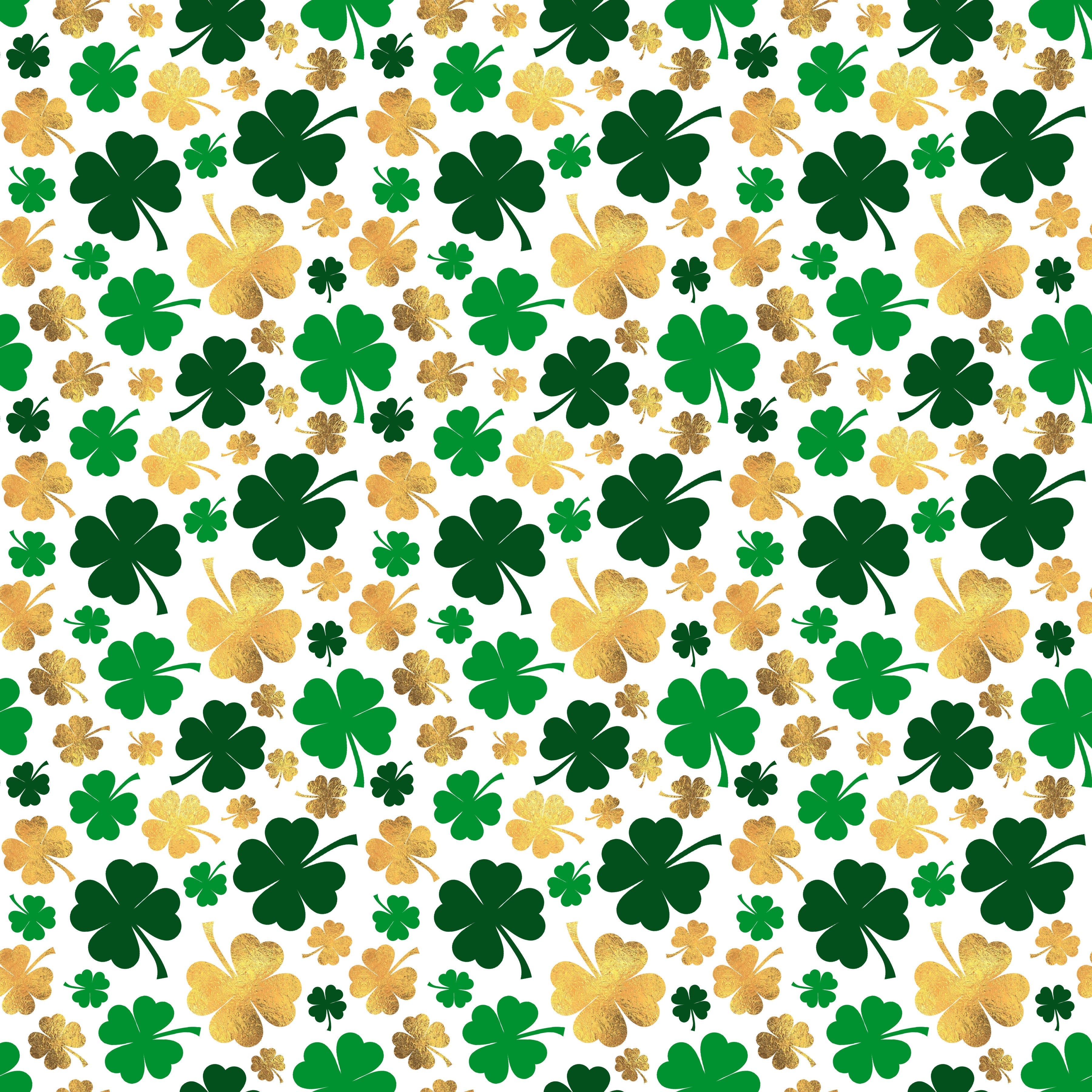 Gold and Green Shamrocks Pattern Vinyl 12" x 12" - The Vinyl Haus Main image
