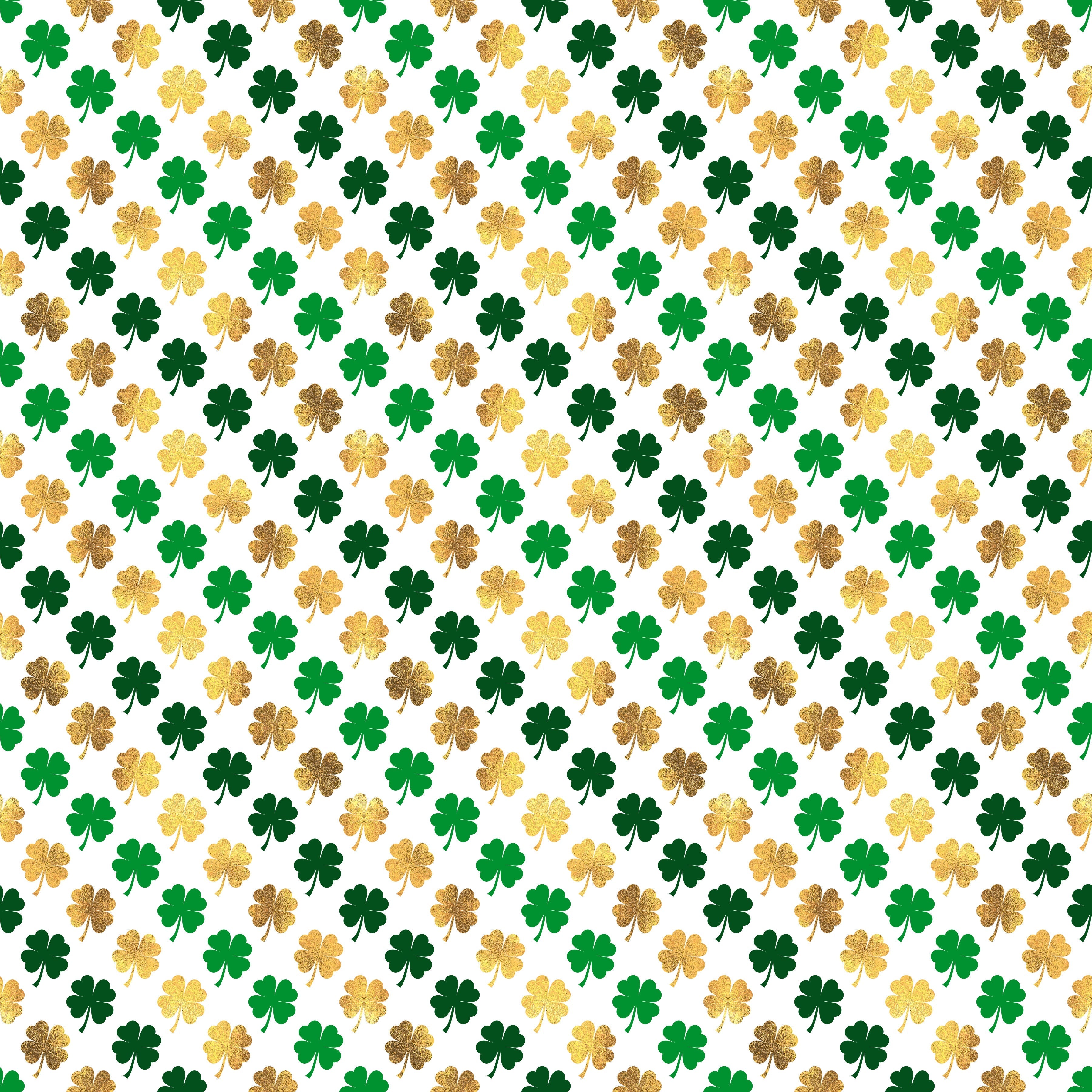 Gold and Green Mini Shamrocks Pattern Vinyl 12" x 12" - The Vinyl Haus