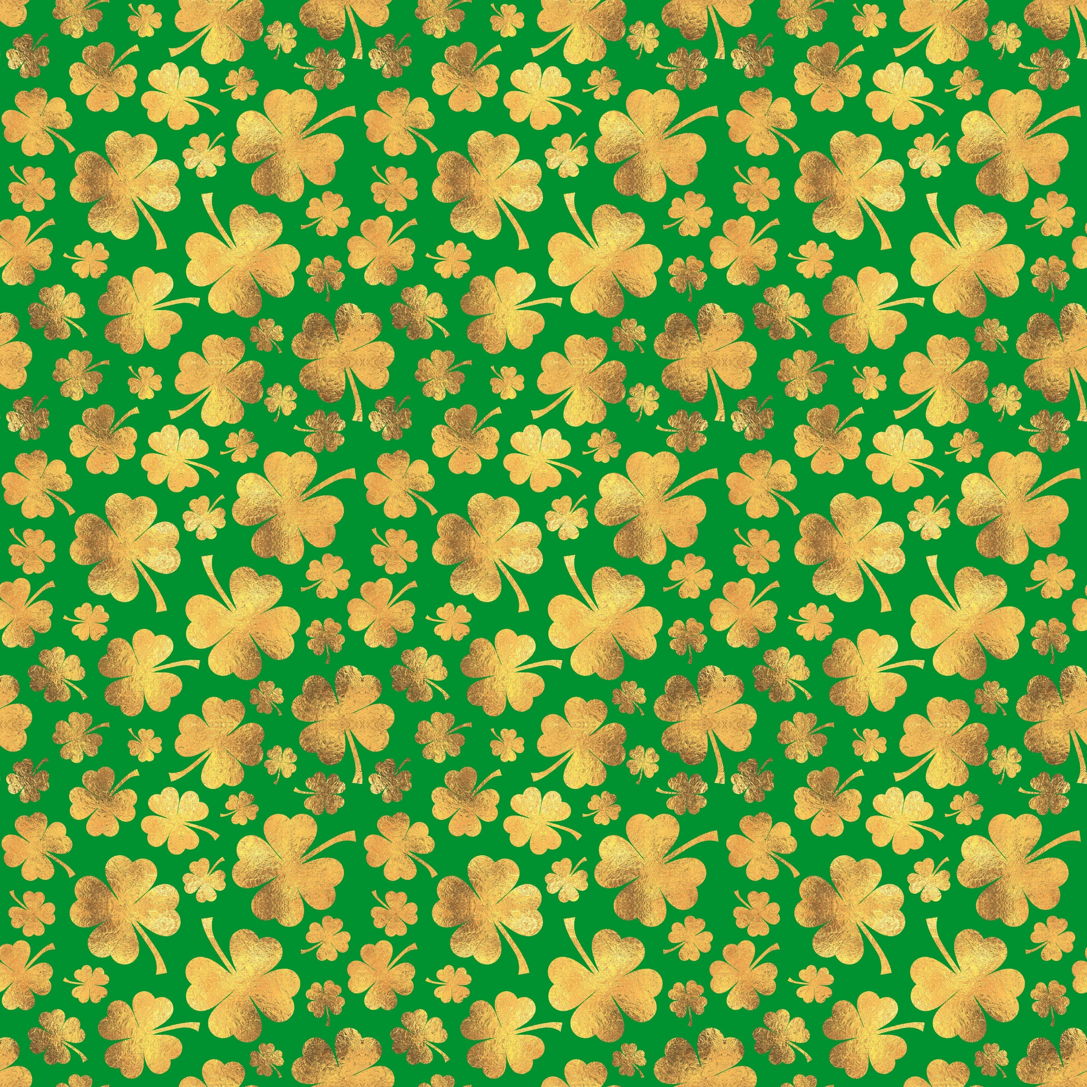 Golden Shamrocks Light Green Background Pattern Vinyl 12" x 12" - The Vinyl Haus Main image