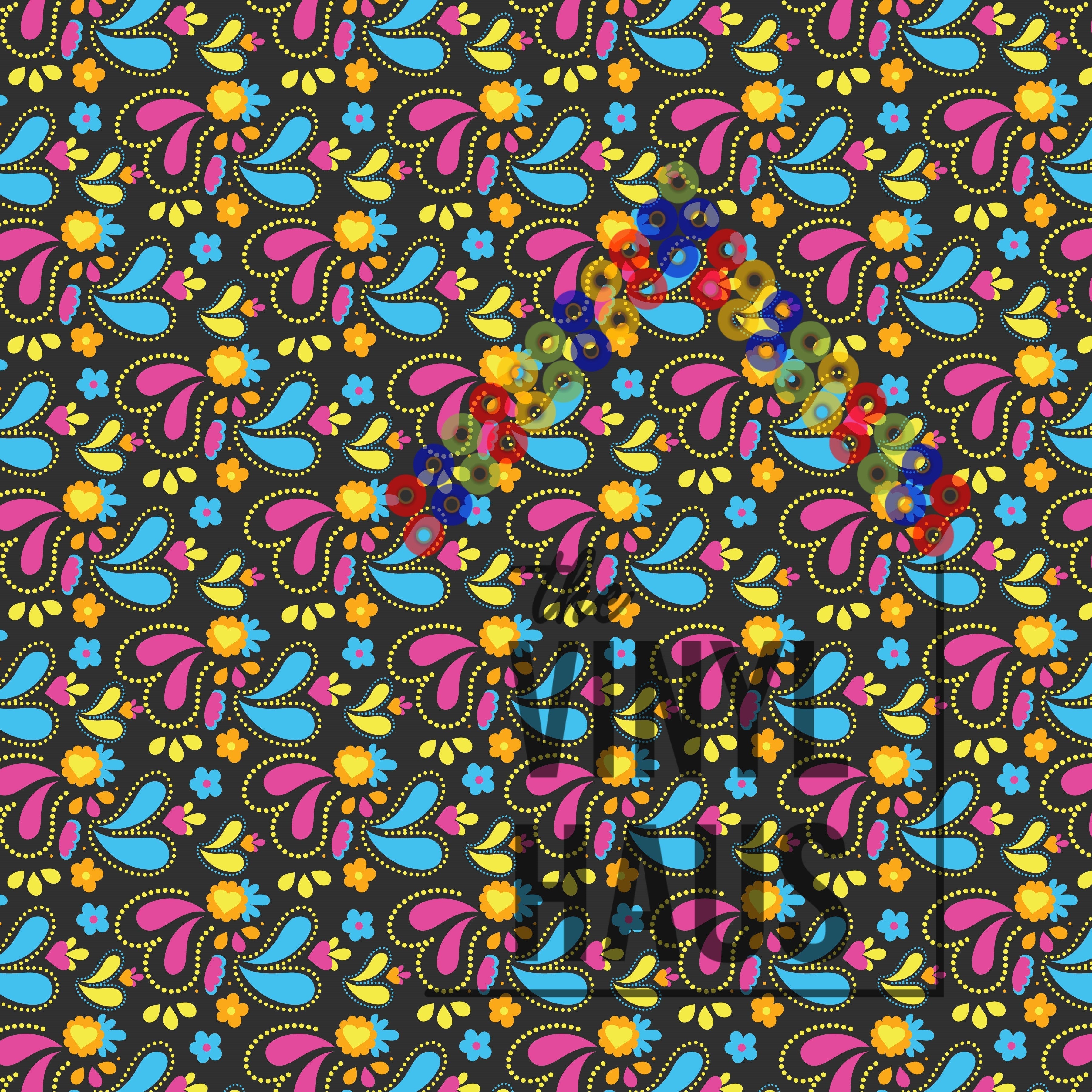 Day Of The Dead Flower Pattern Vinyl 12" x 12" - The Vinyl Haus Main image