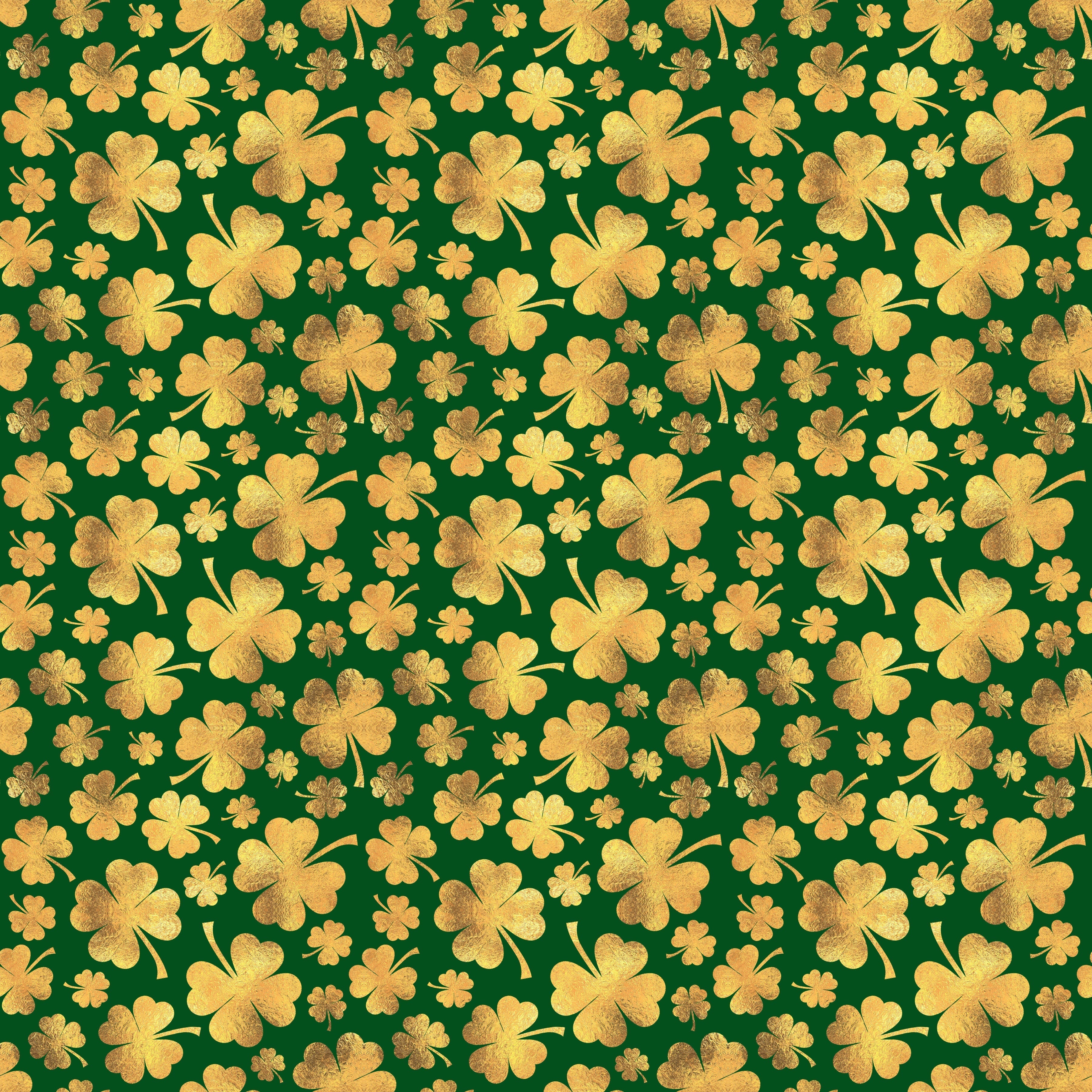 Golden Shamrocks Dark Green Background Pattern Vinyl 12" x 12" - The Vinyl Haus