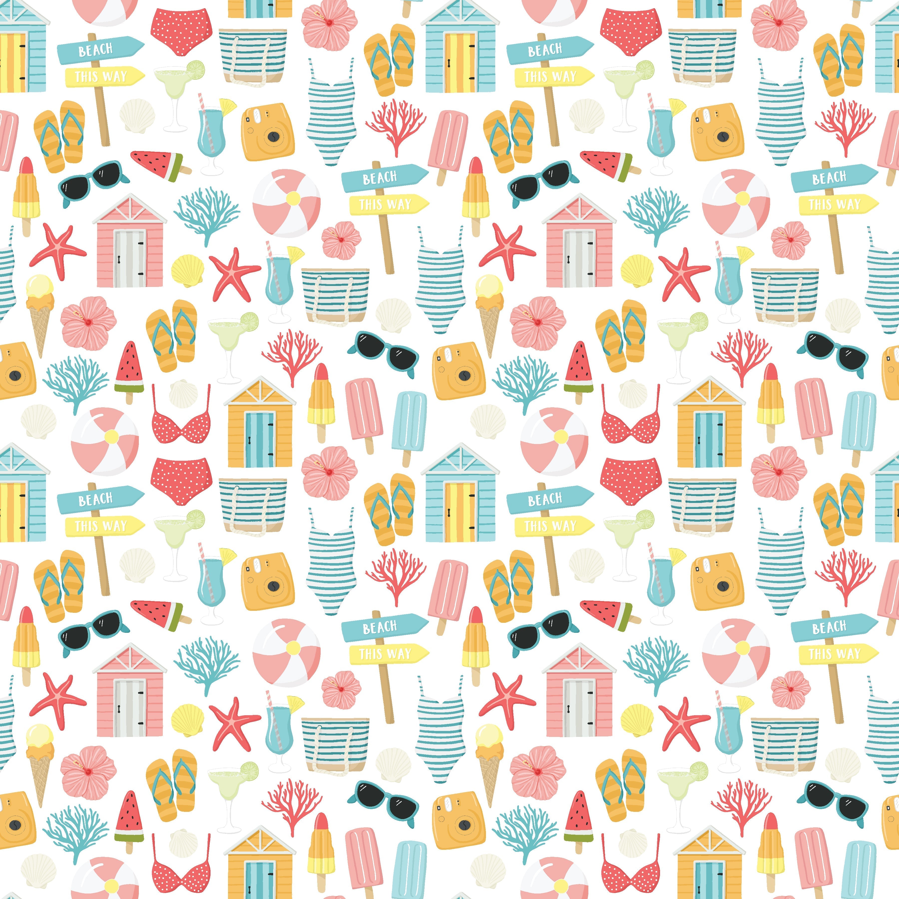 Everything Beachy Pattern Vinyl 12" x 12" - The Vinyl Haus Main image