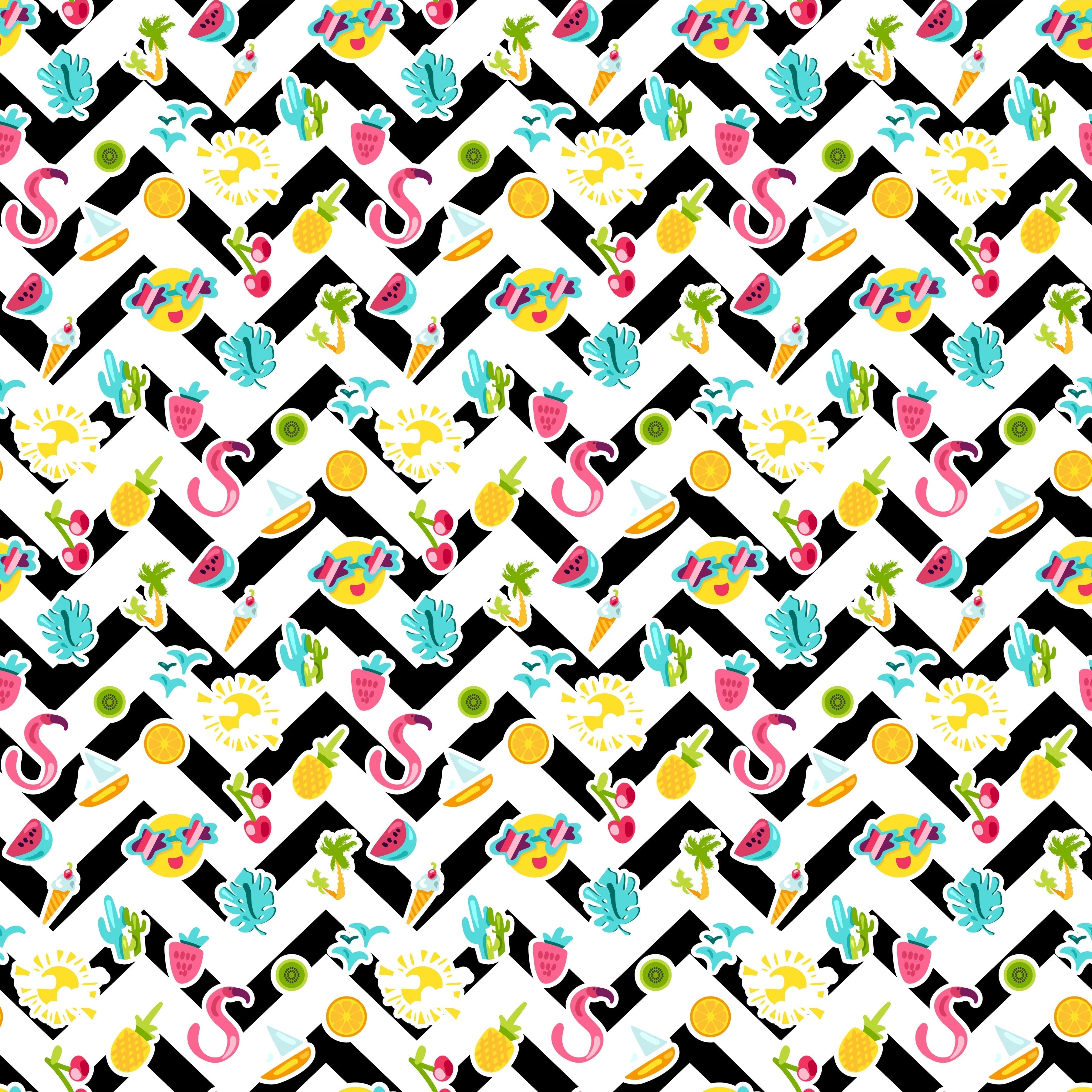 Summer Icons Chevron Pattern Vinyl 12" x 12" - The Vinyl Haus Main image