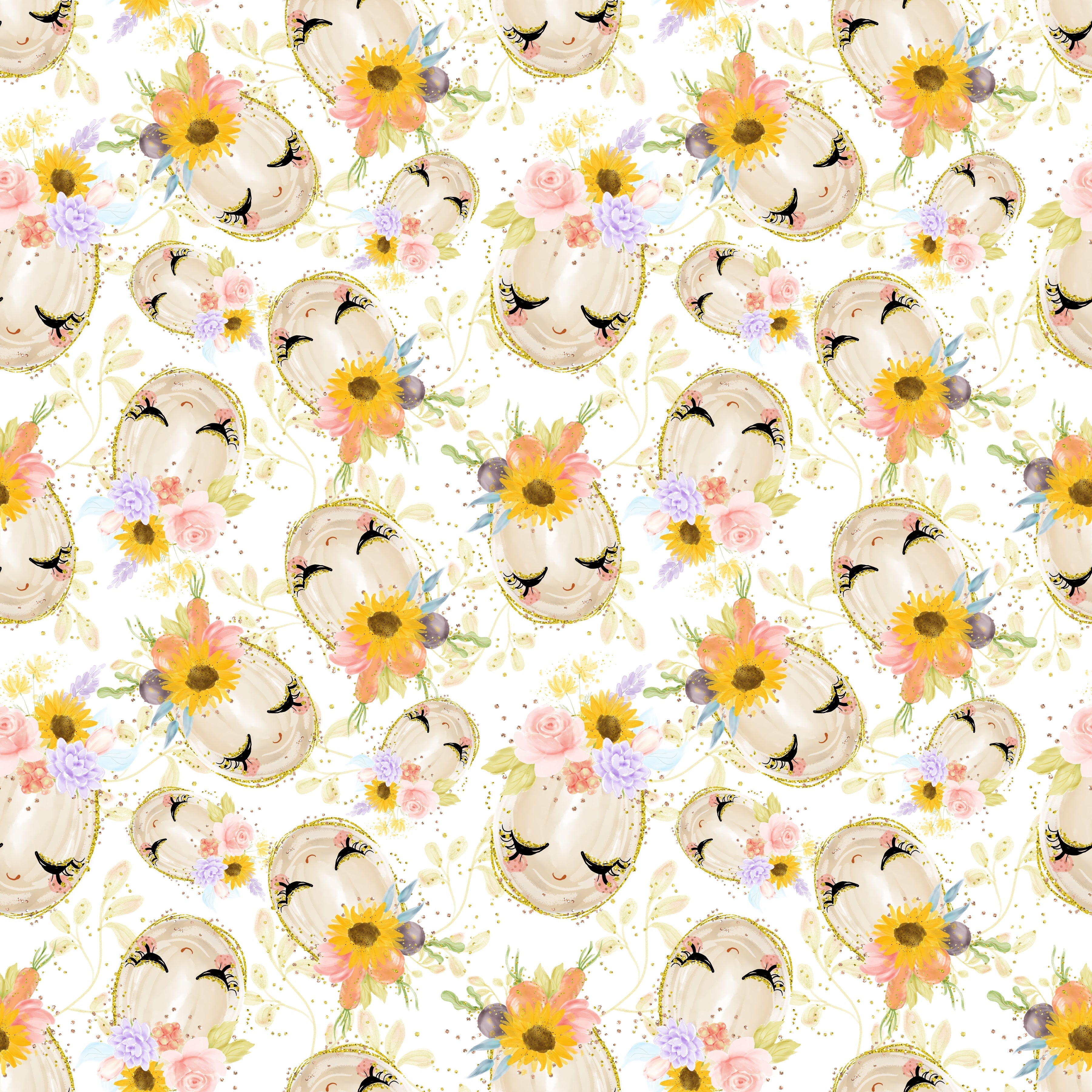 Easter Egg Bunny  Faces Pattern Vinyl 12" x 12" - The Vinyl Haus