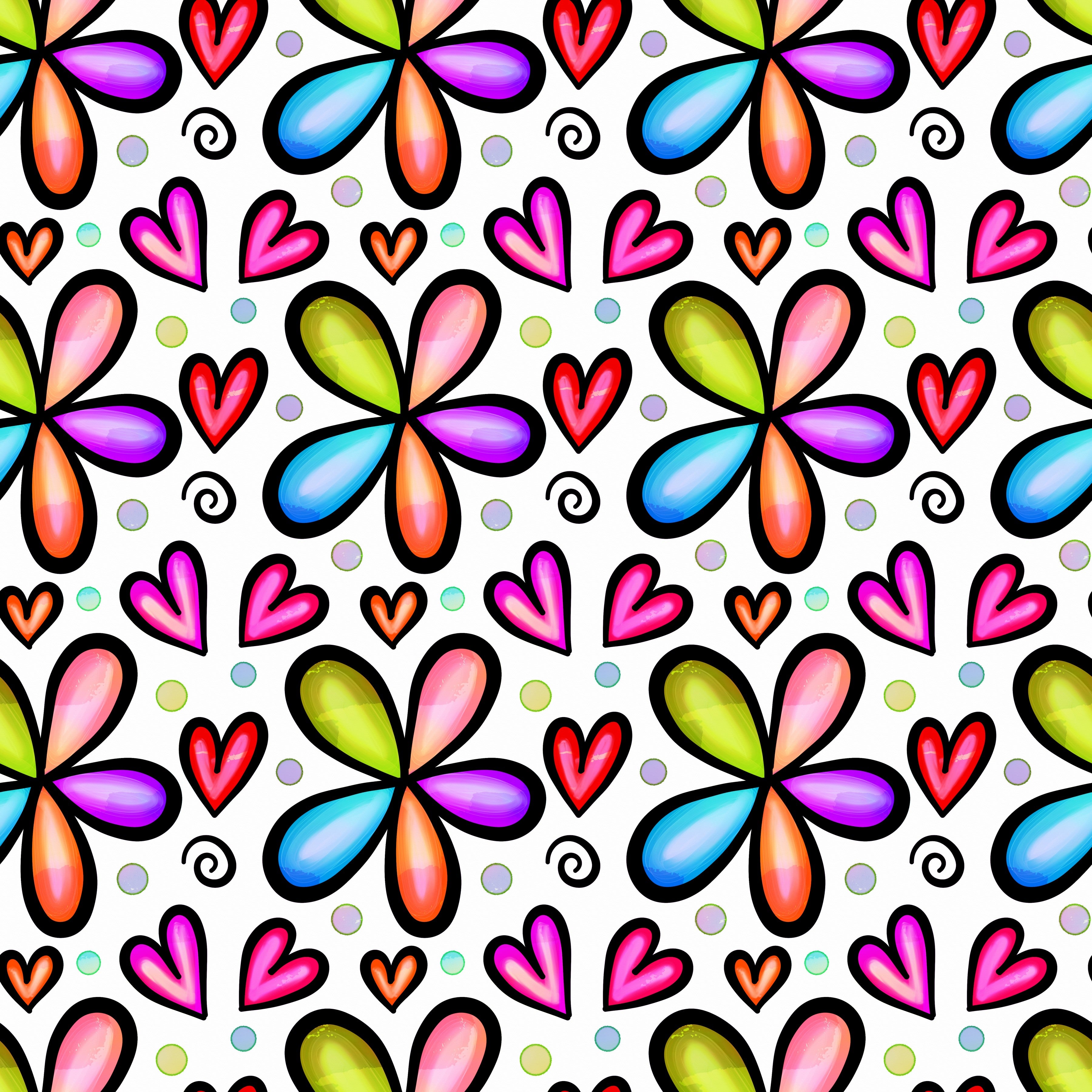 Doodle Hearts and Flowers Pattern Vinyl 12" x 12" - The Vinyl Haus Main image