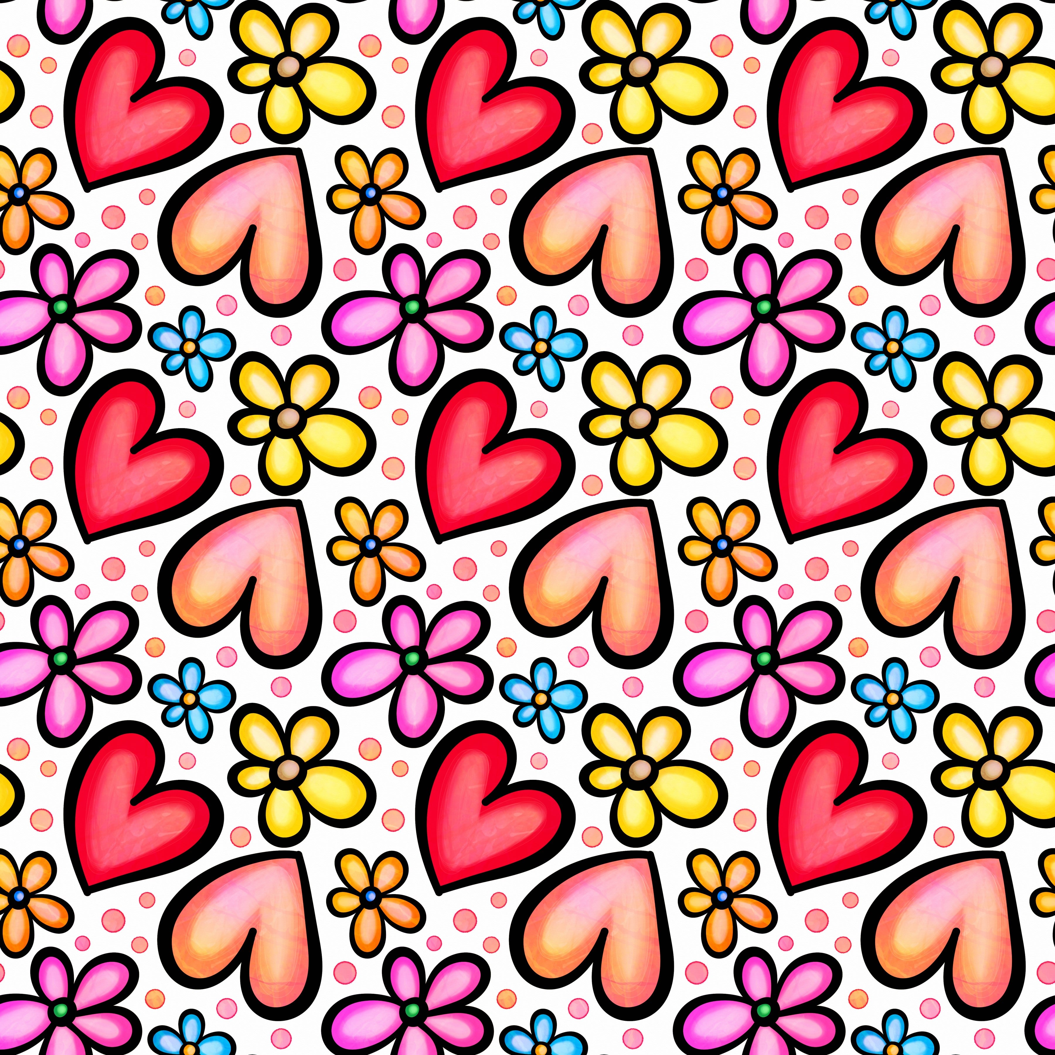 Doodle Hearts and Flowers Pattern Vinyl 12" x 12" - The Vinyl Haus Main image