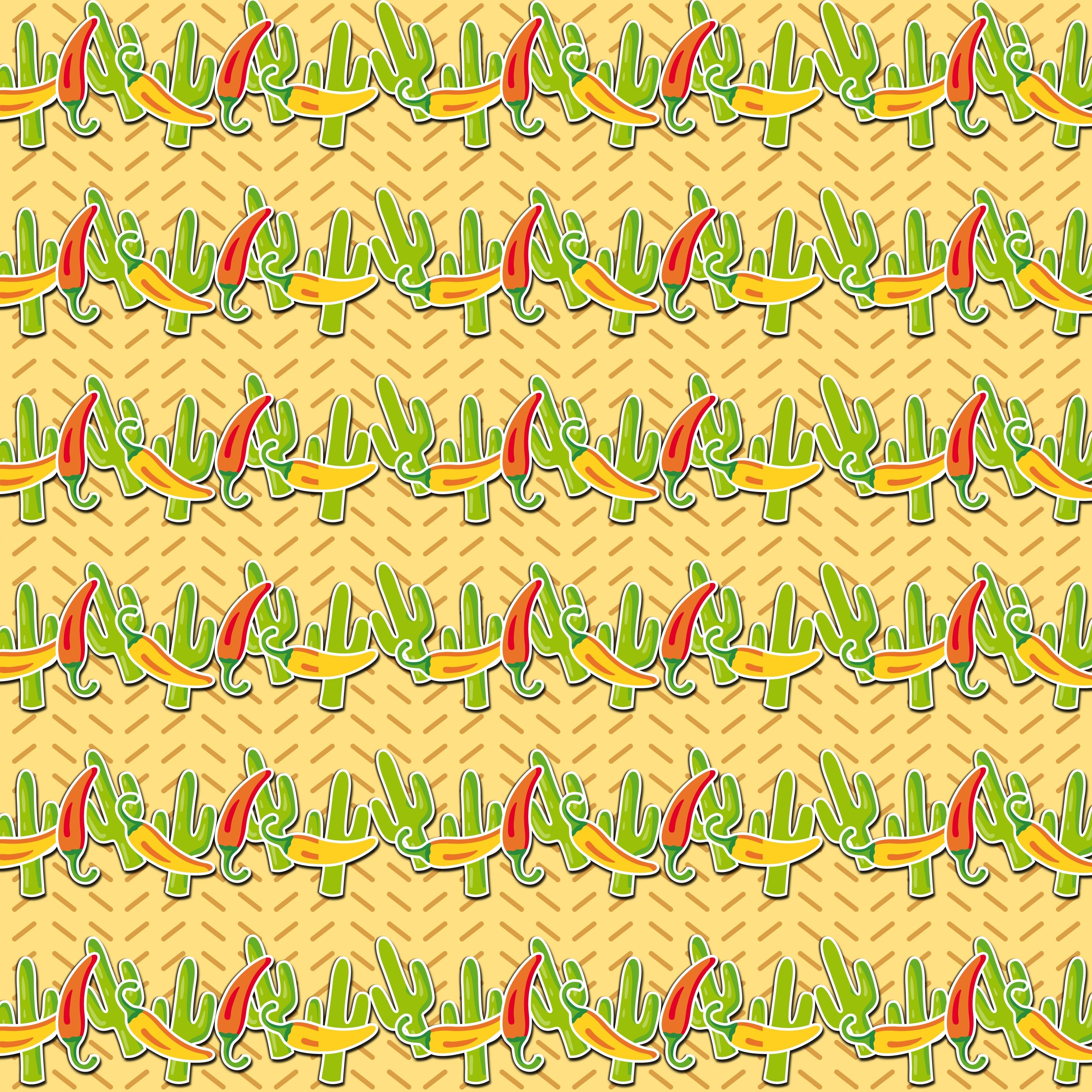 Cinco de Mayo Cactus and Peppers Pattern Vinyl 12" x 12" - The Vinyl Haus Main image
