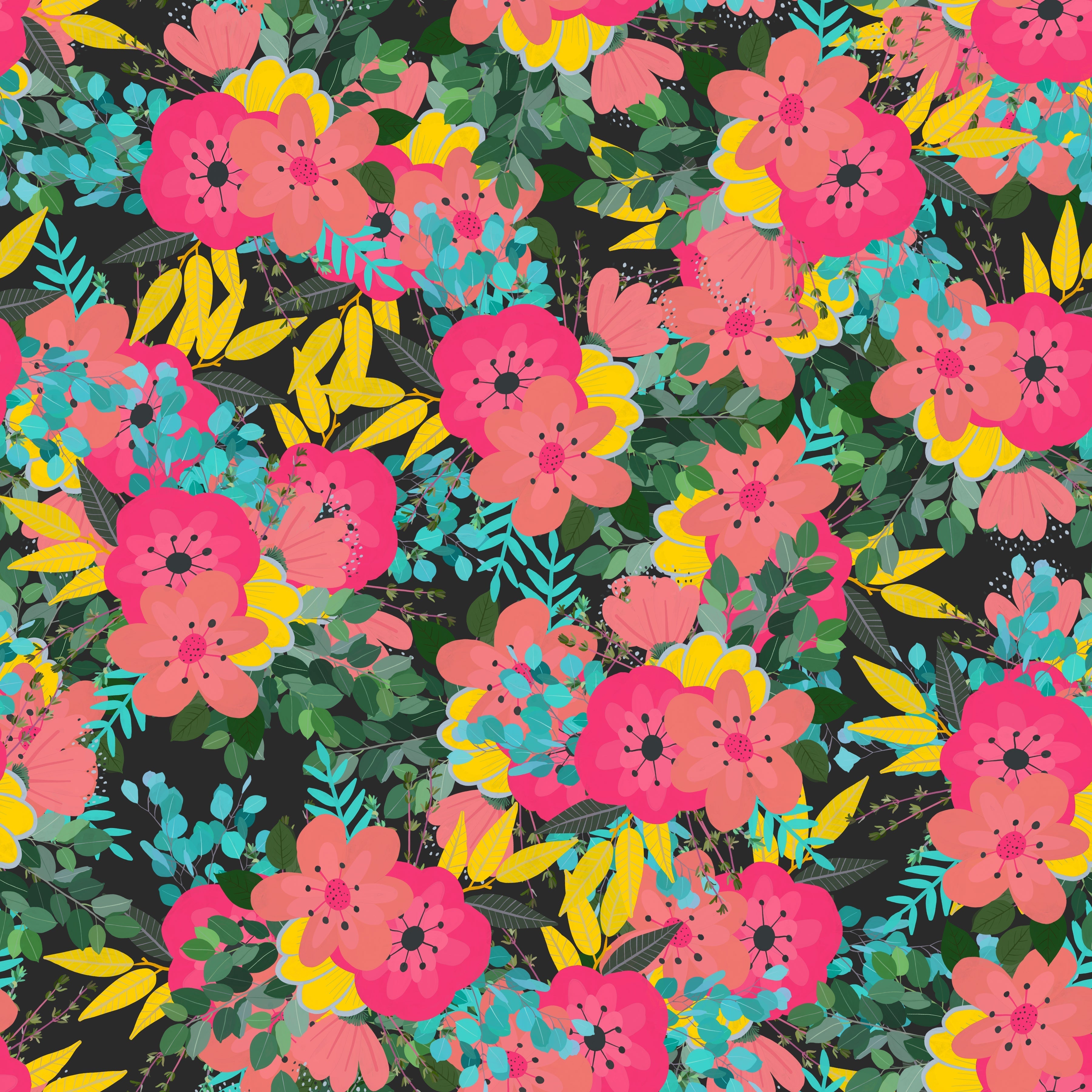 Tropical Flowers Pattern Vinyl 12" x 12" - The Vinyl Haus Main image