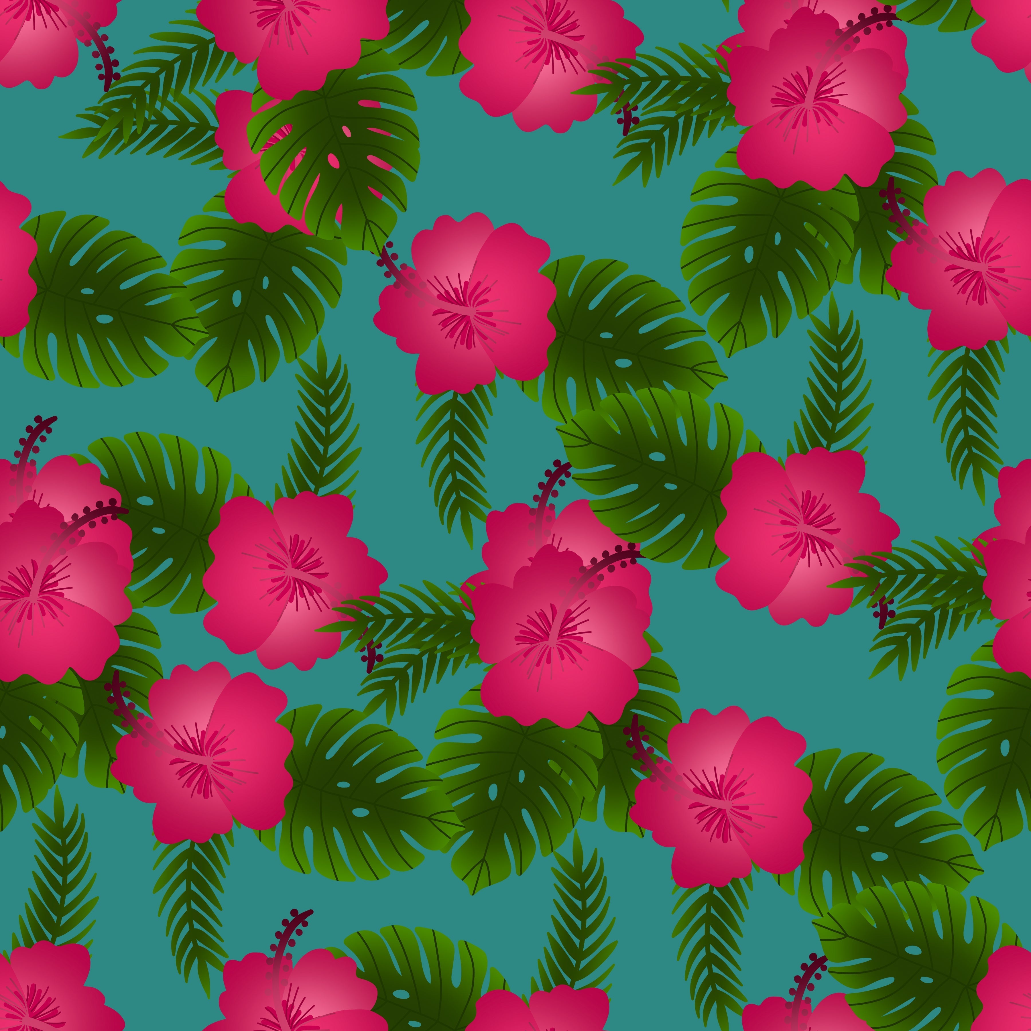 Tropical Hibiscus Pattern Vinyl 12" x 12" - The Vinyl Haus Main image