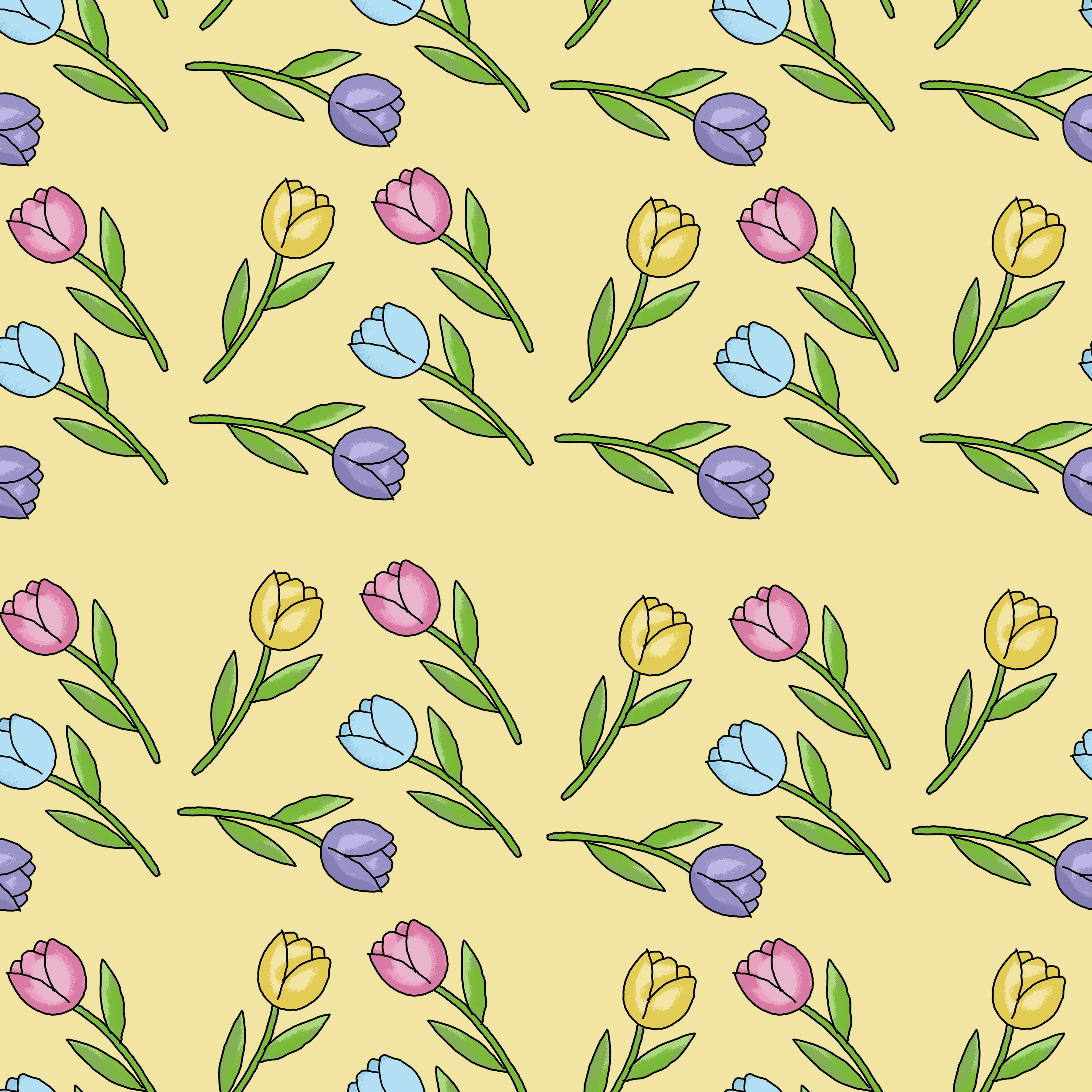Spring Flowers Yellow Background Pattern Vinyl 12" x 12" - The Vinyl Haus Main image