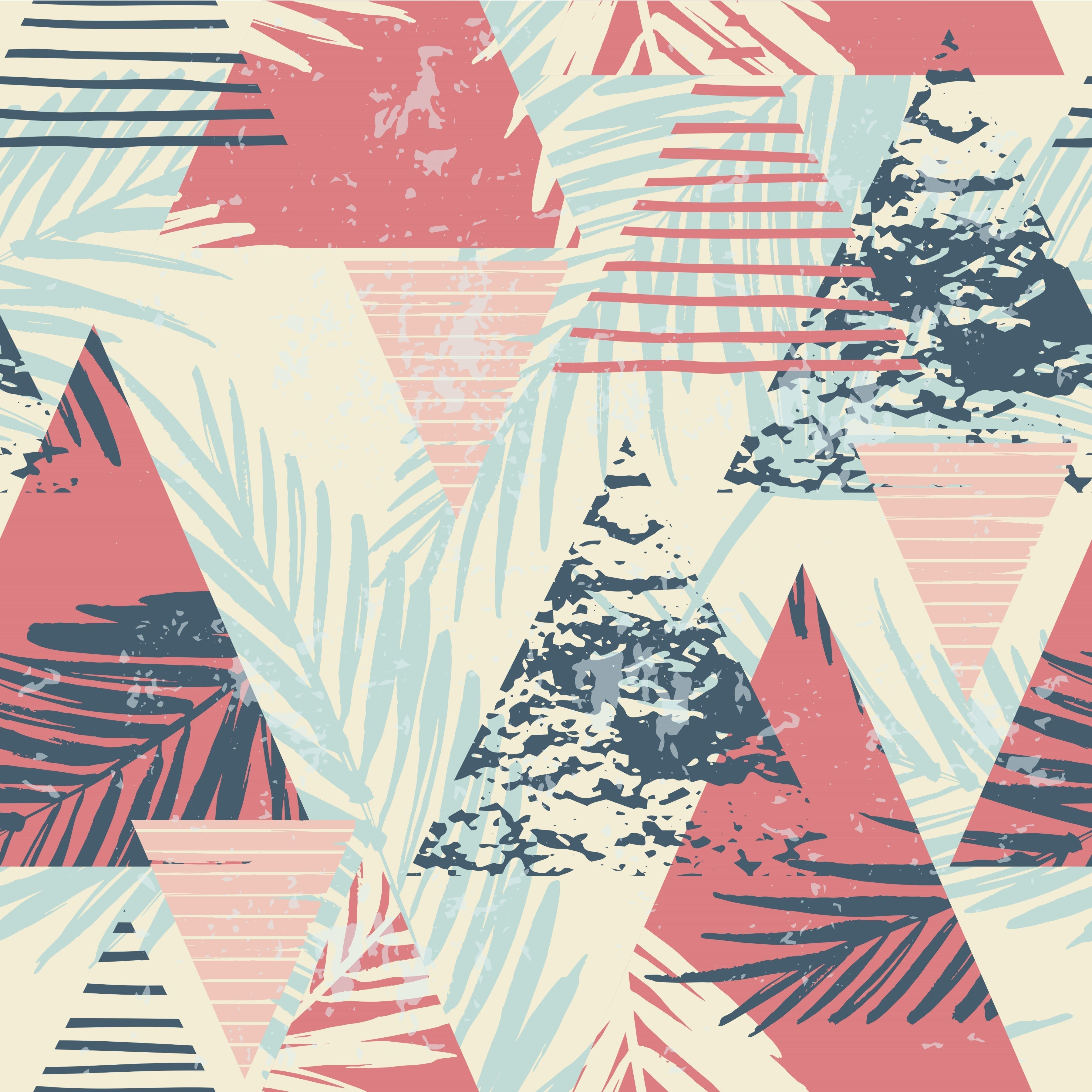 Retro Abstract Palm Trees in Large Triangles Pattern Vinyl 12" x 12" - The Vinyl Haus Main image