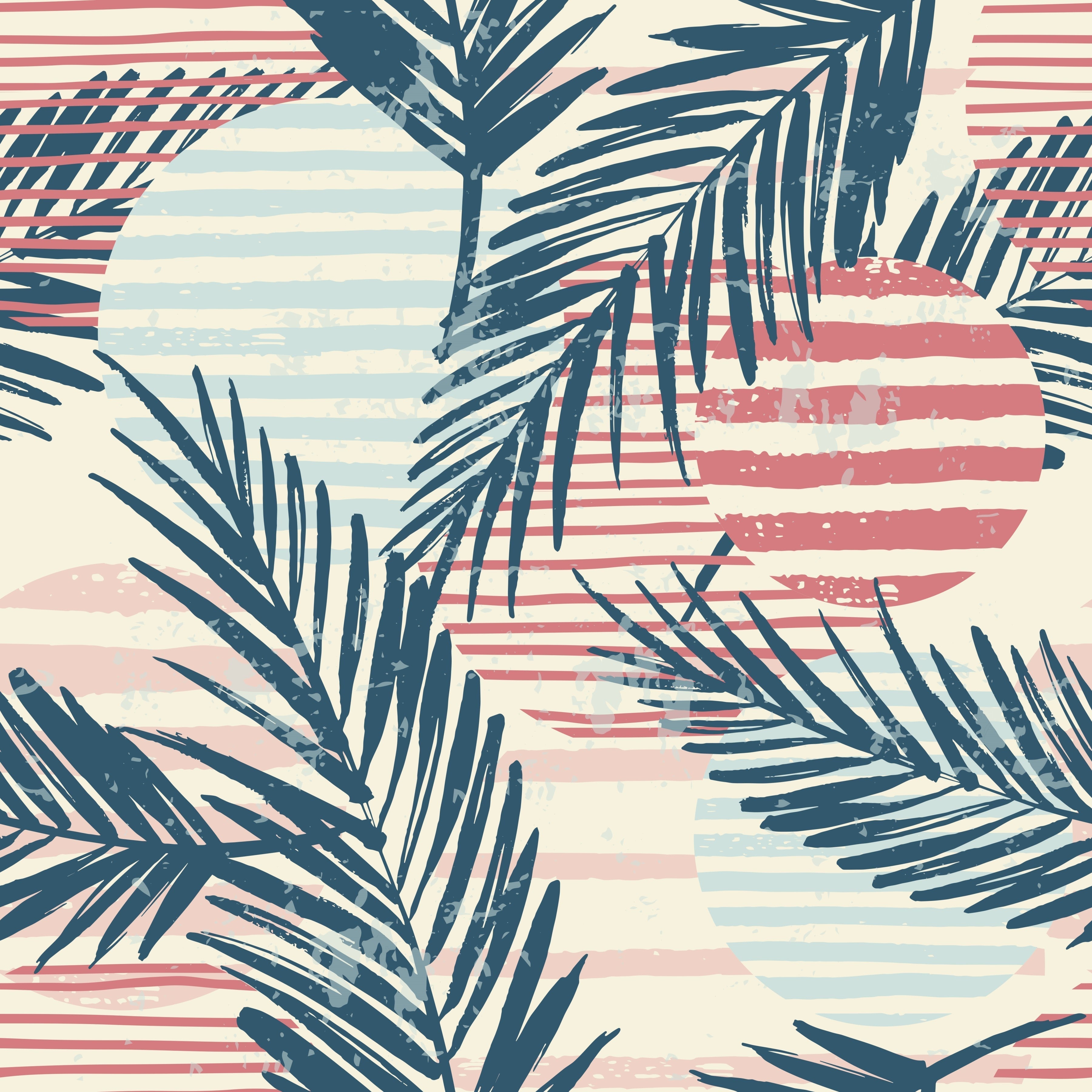Retro Abstract Palm Trees and Sunsets Pattern Vinyl 12" x 12" - The Vinyl Haus Main image