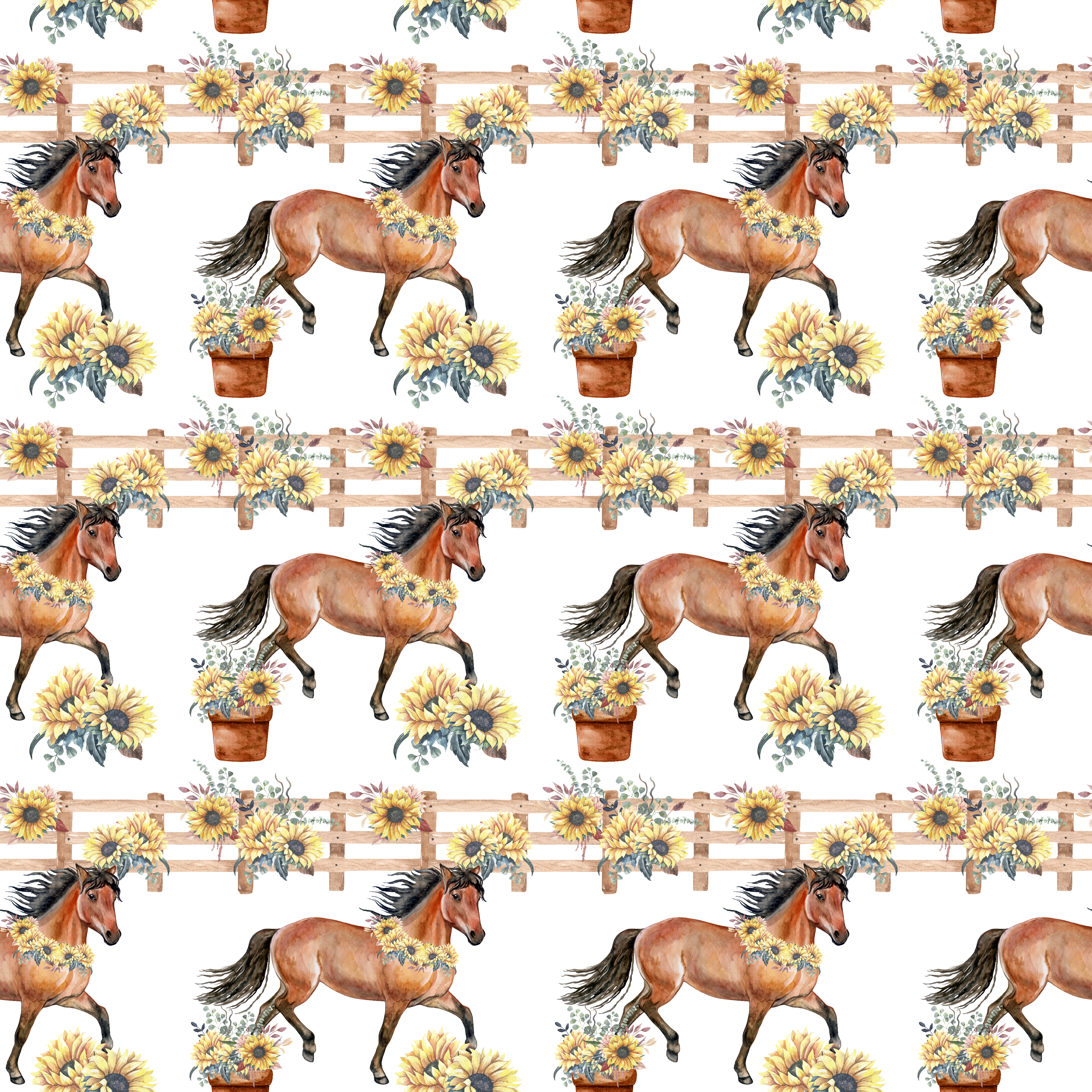 Horses and Sunflowers Pattern Vinyl 12" x 12" - The Vinyl Haus Main image