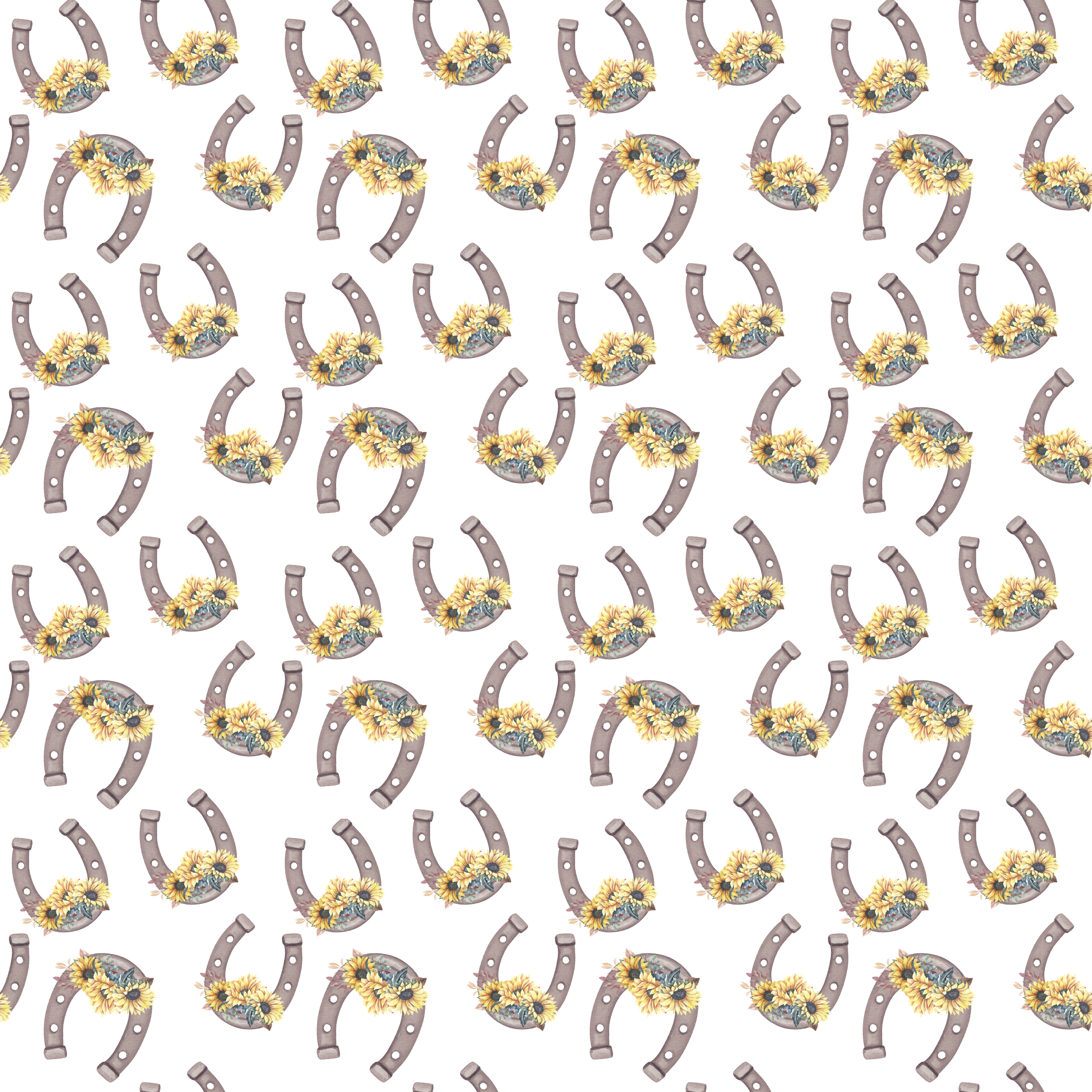 Horseshoes and Sunflowers Pattern Vinyl 12" x 12" - The Vinyl Haus Main image