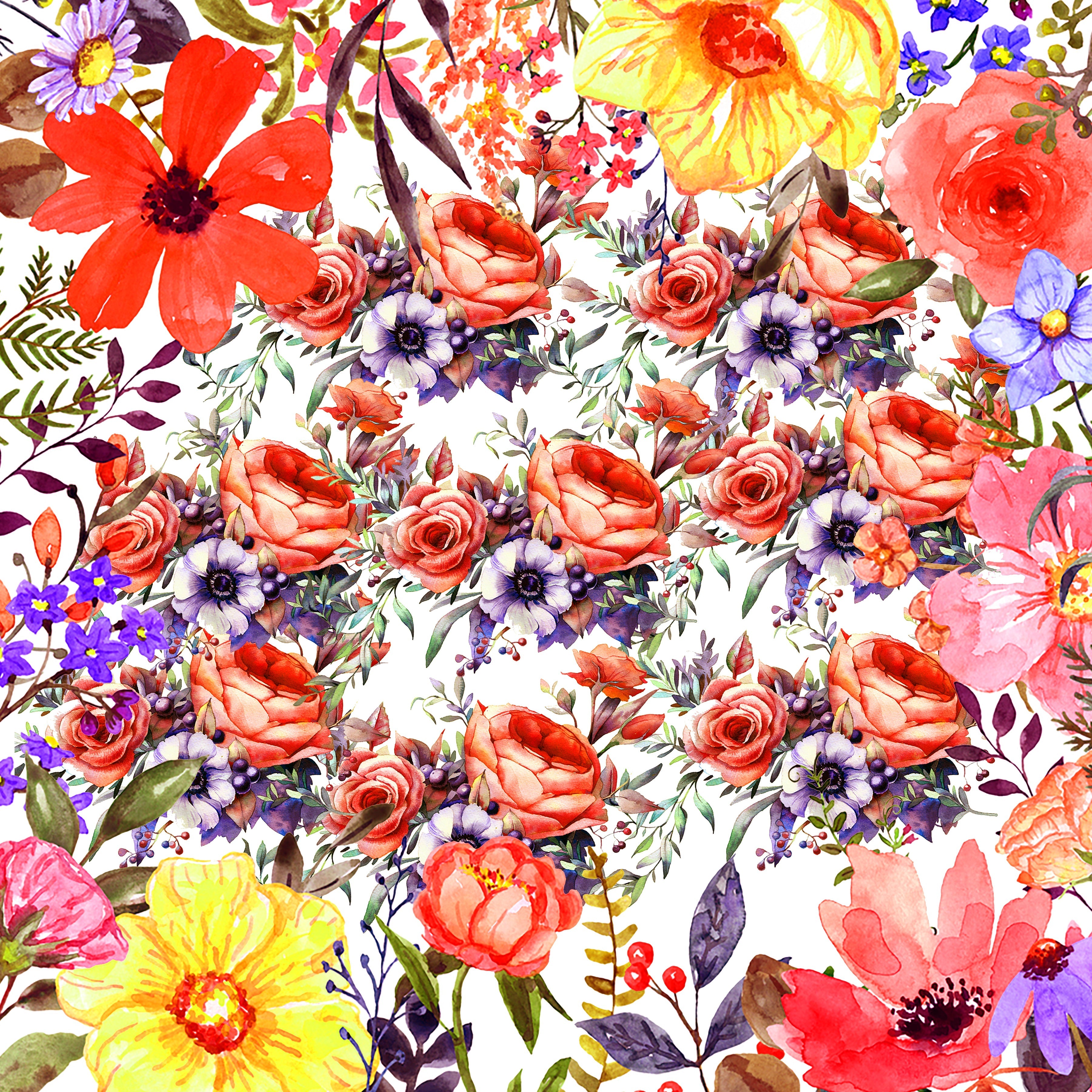 Roses and Wildflowers Pattern Vinyl 12" x 12" - The Vinyl Haus Main image
