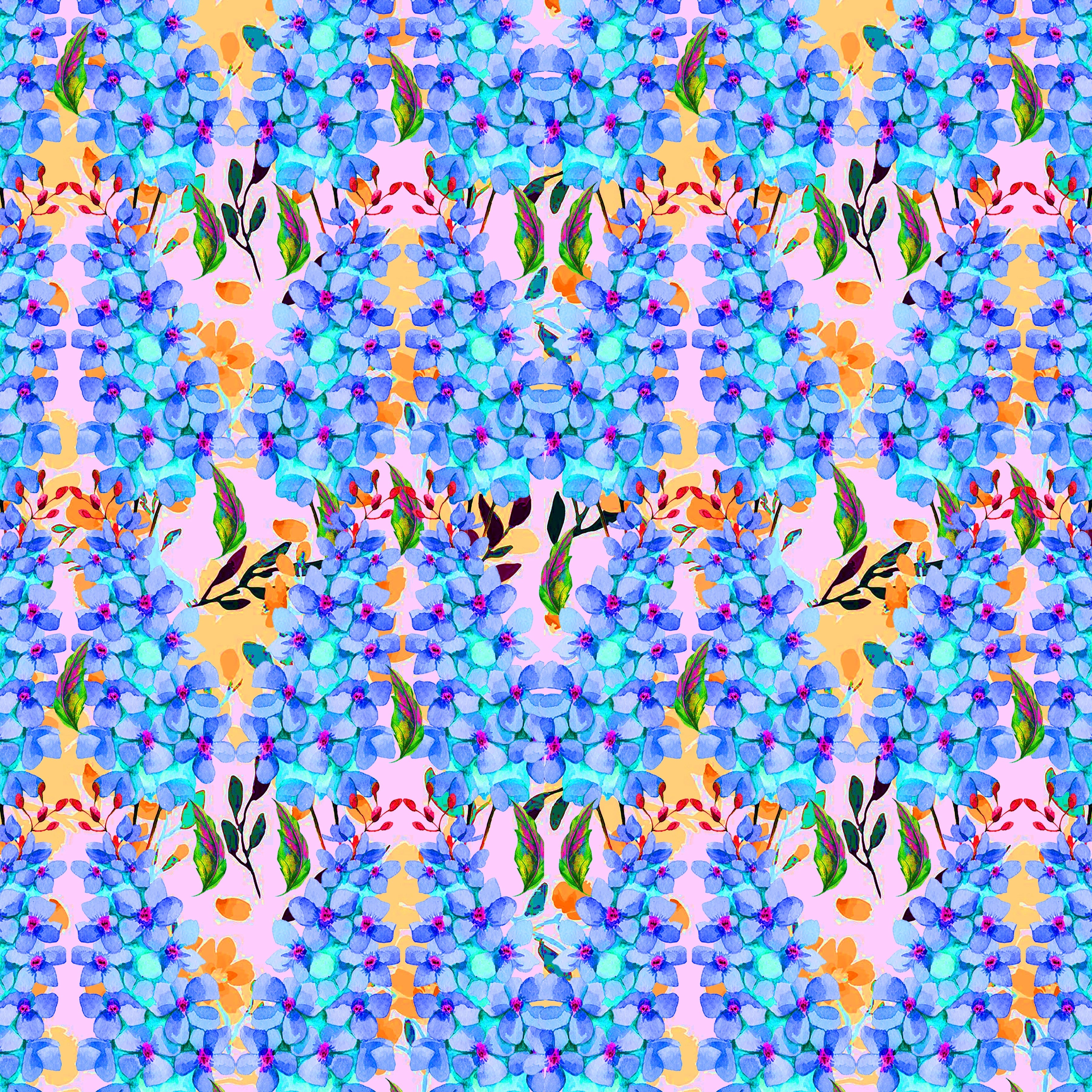 Blue Wild Flower Pattern Vinyl 12" x 12" - The Vinyl Haus