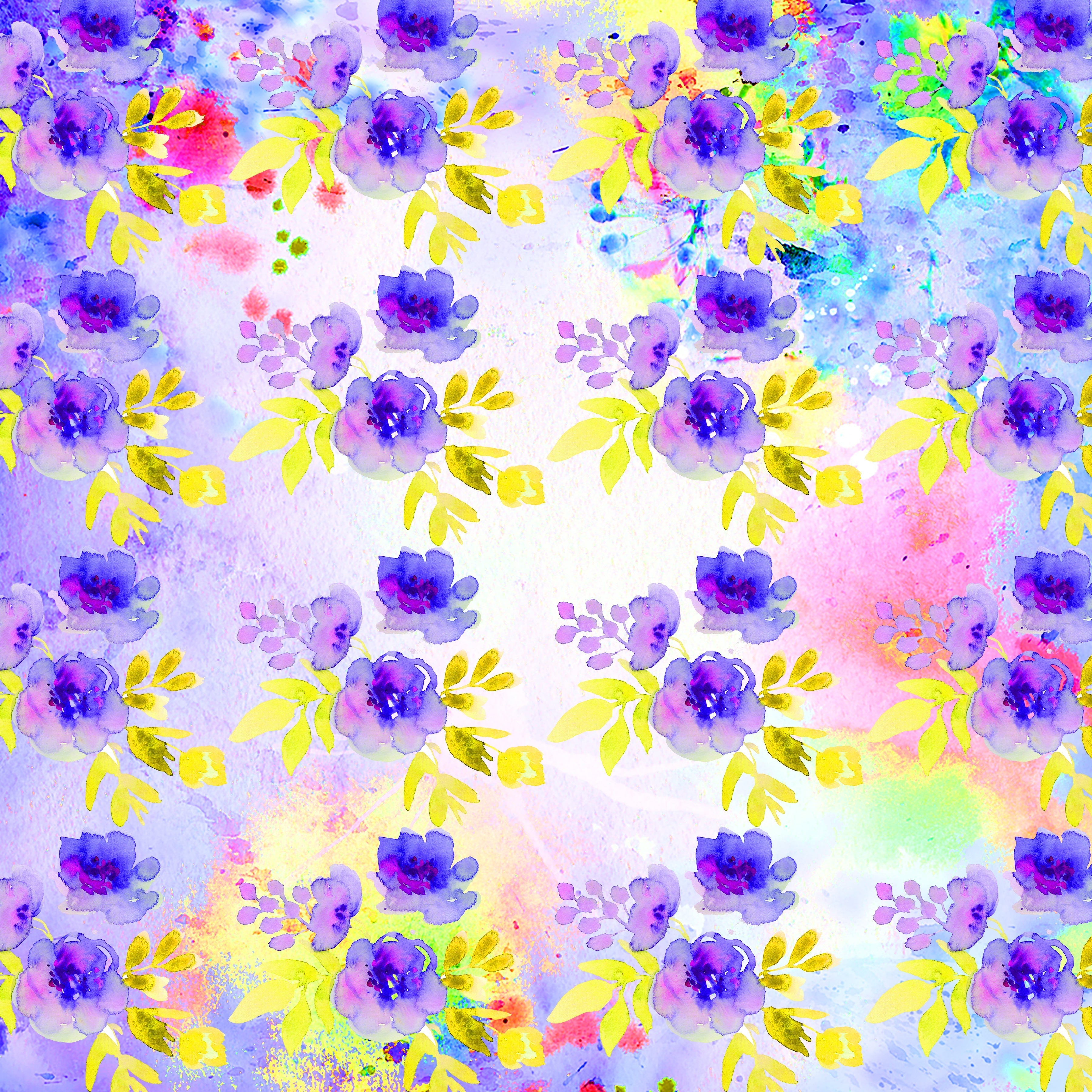 Watercolor Spring Flower Pattern Vinyl 12" x 12" - The Vinyl Haus Main image